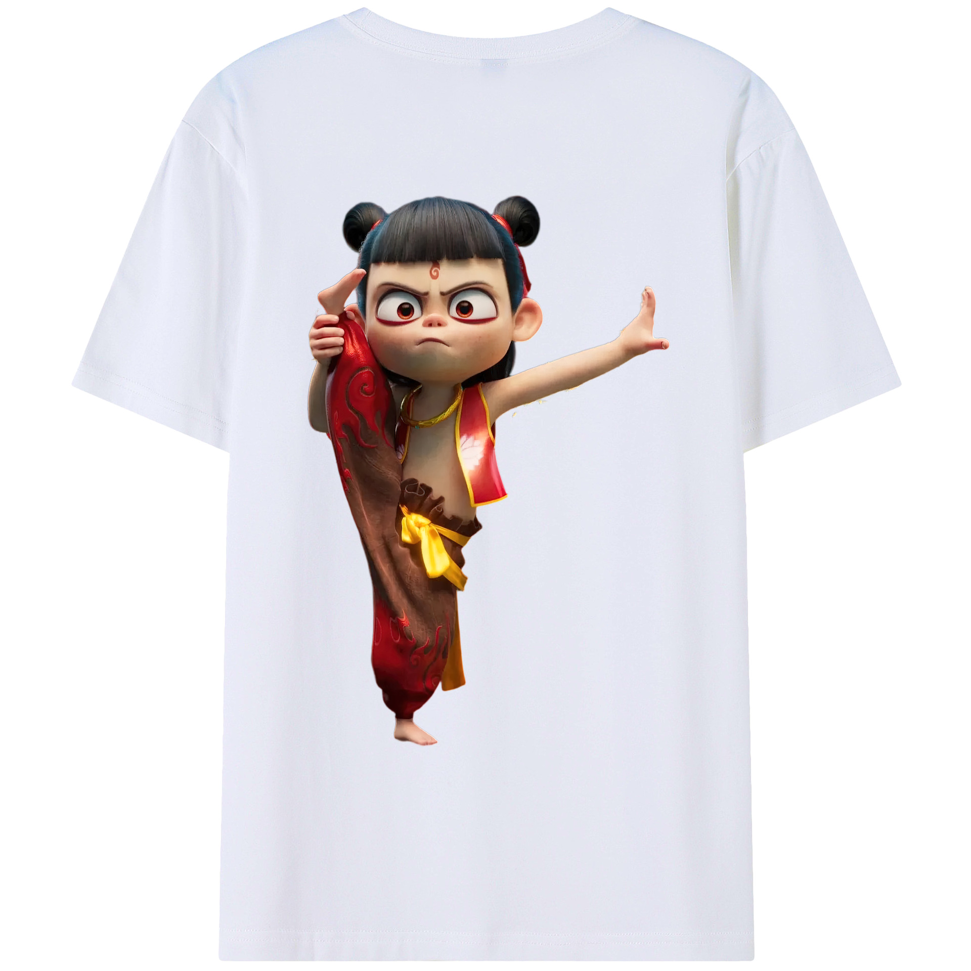 （画像用） Ne Zha 2 ナタ 魔童の大暴れ 綿100％ メンズ半袖Tシャツ（バックプリント） 通気性