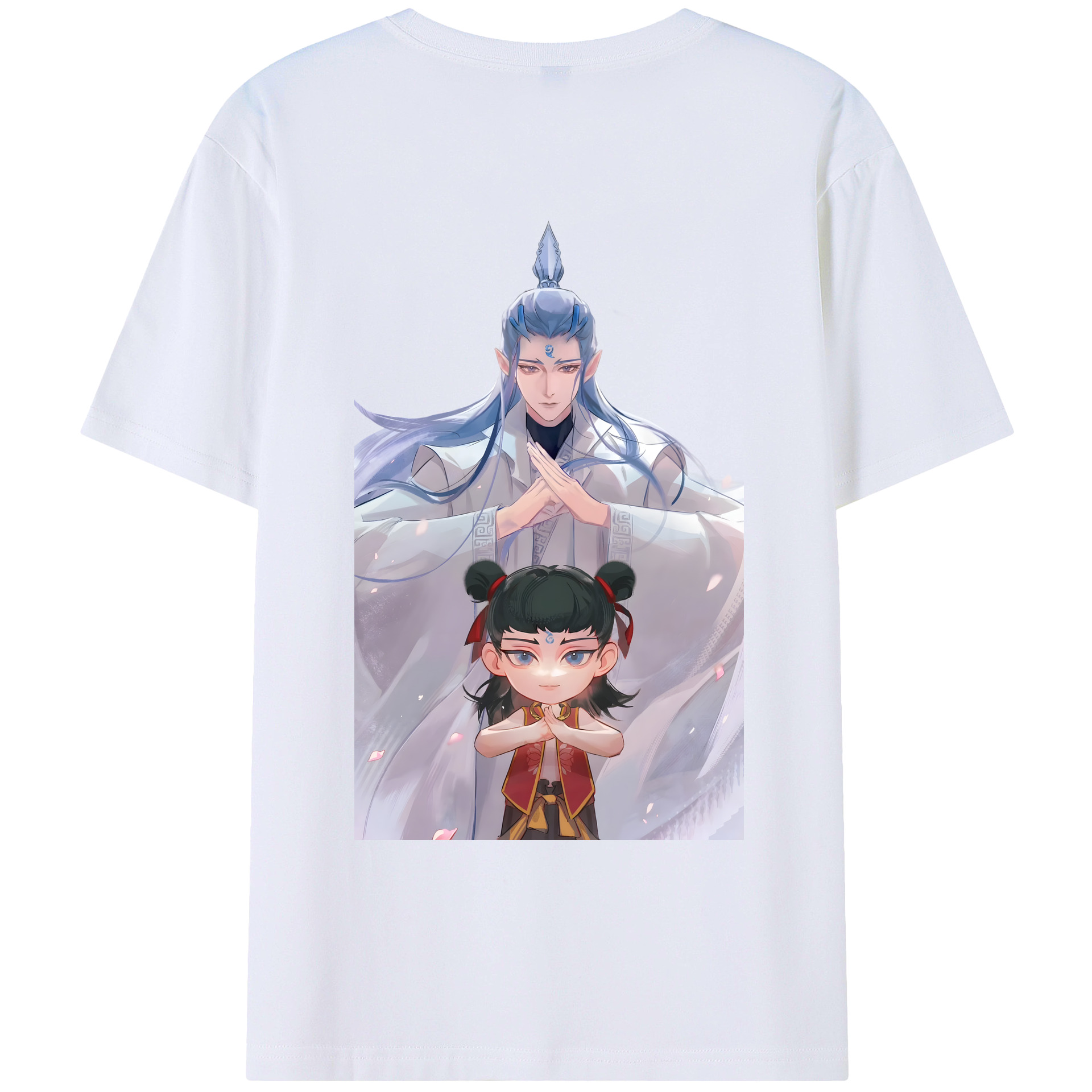 （画像用） Ne Zha 2 ナタ 魔童の大暴れ 綿100％ メンズ半袖Tシャツ（バックプリント） 通気性