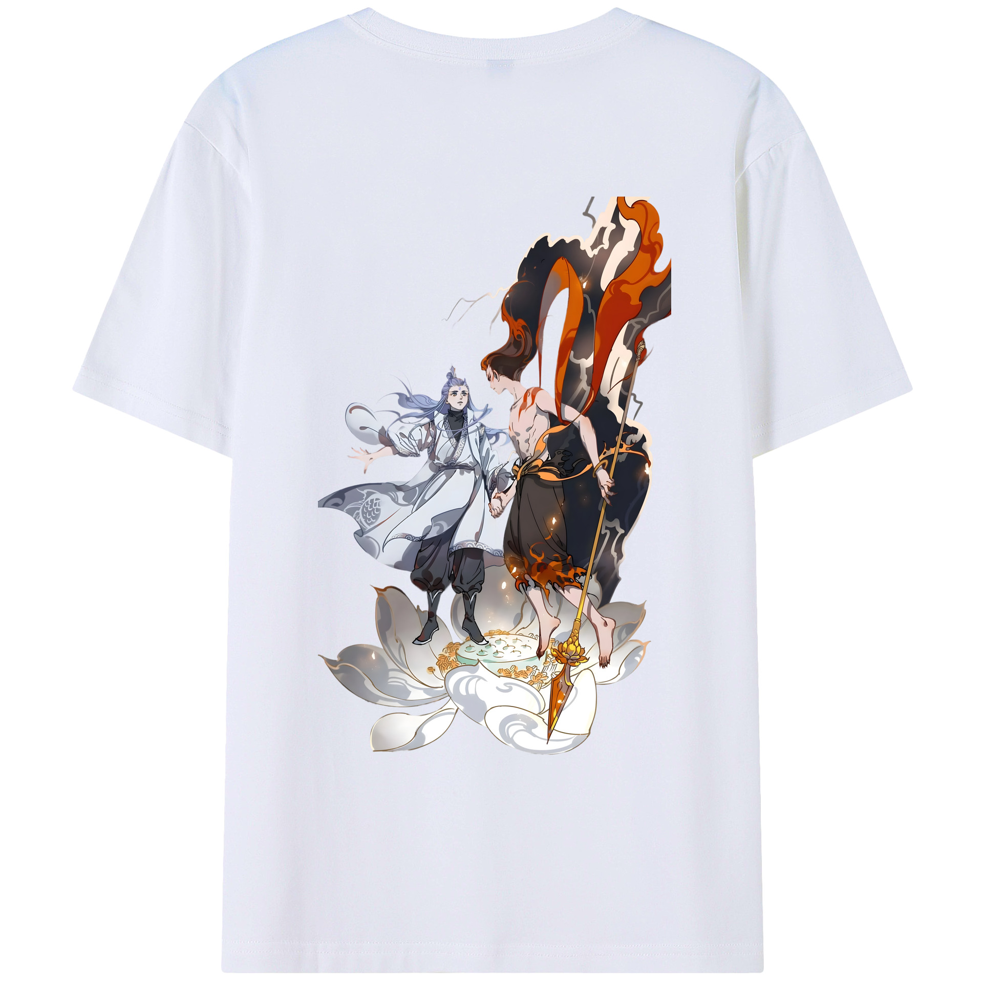 （画像用） Ne Zha 2 ナタ 魔童の大暴れ 綿100％ メンズ半袖Tシャツ（バックプリント） 通気性