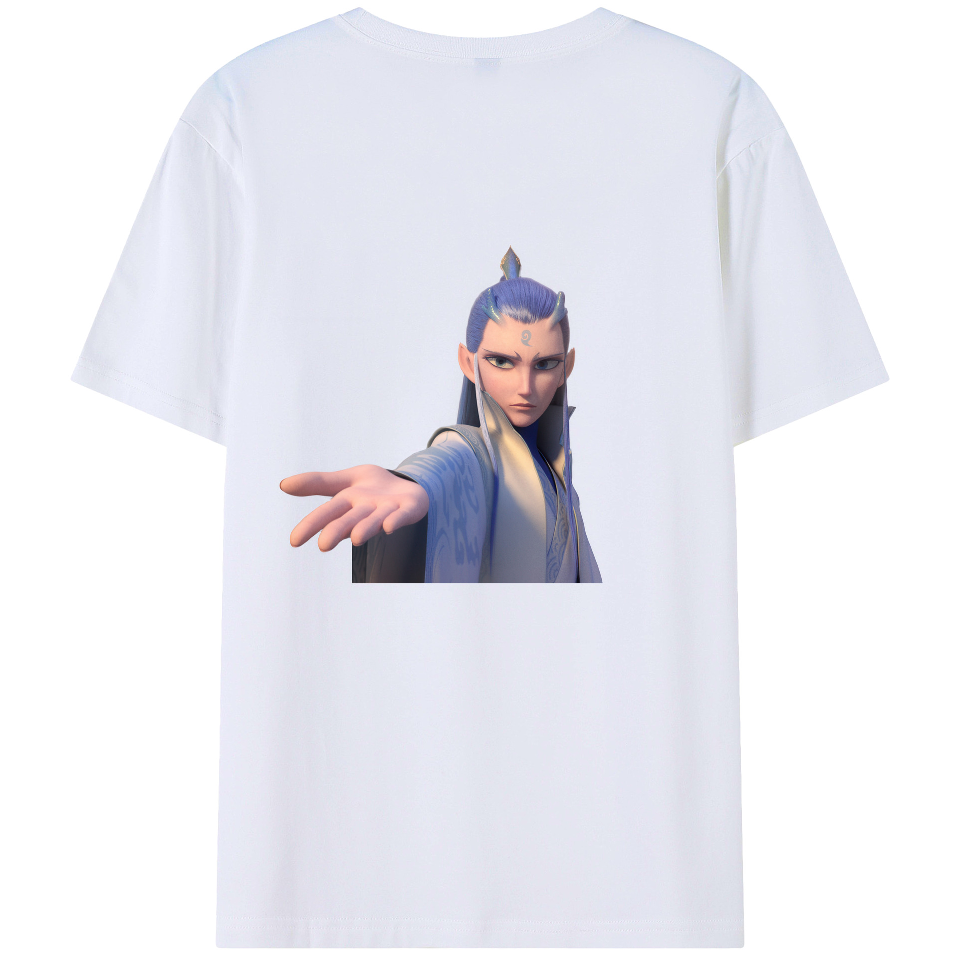 （画像用） Ne Zha 2 ナタ 魔童の大暴れ 綿100％ メンズ半袖Tシャツ（バックプリント） 通気性