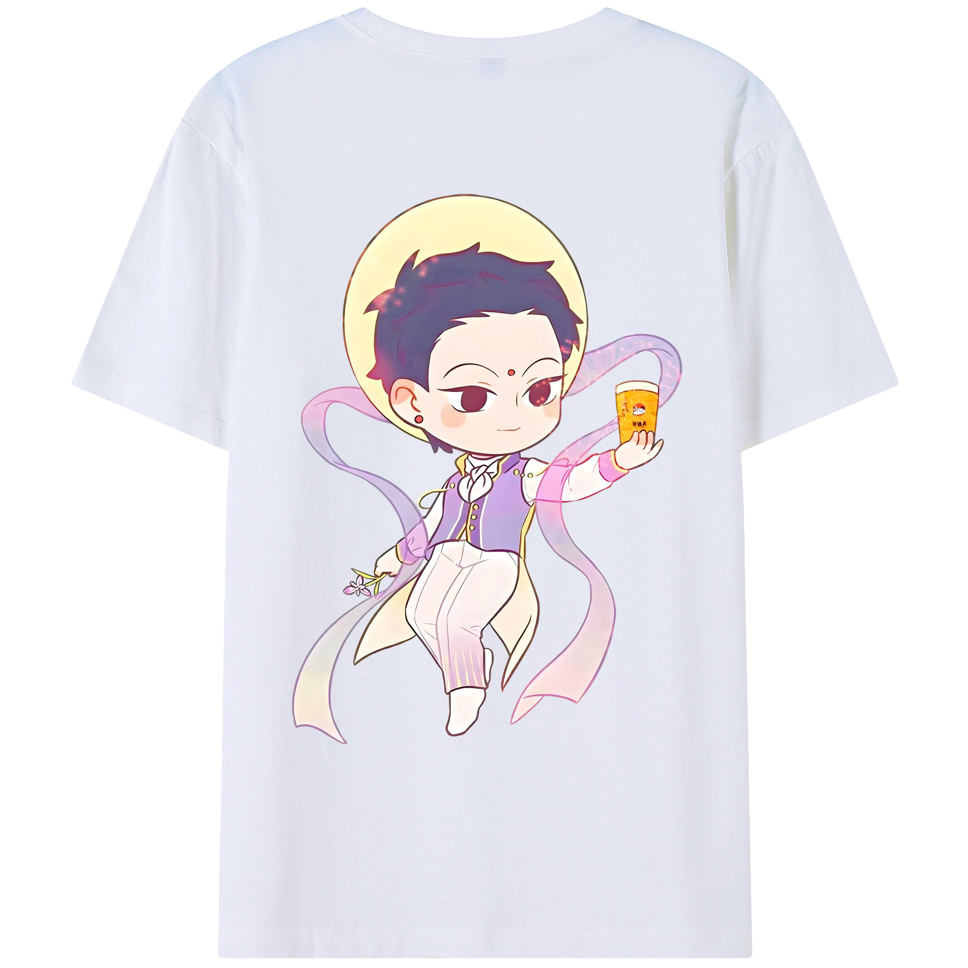 （画像用） Ne Zha 2 ナタ 魔童の大暴れ 綿100％ メンズ半袖Tシャツ（バックプリント） 通気性
