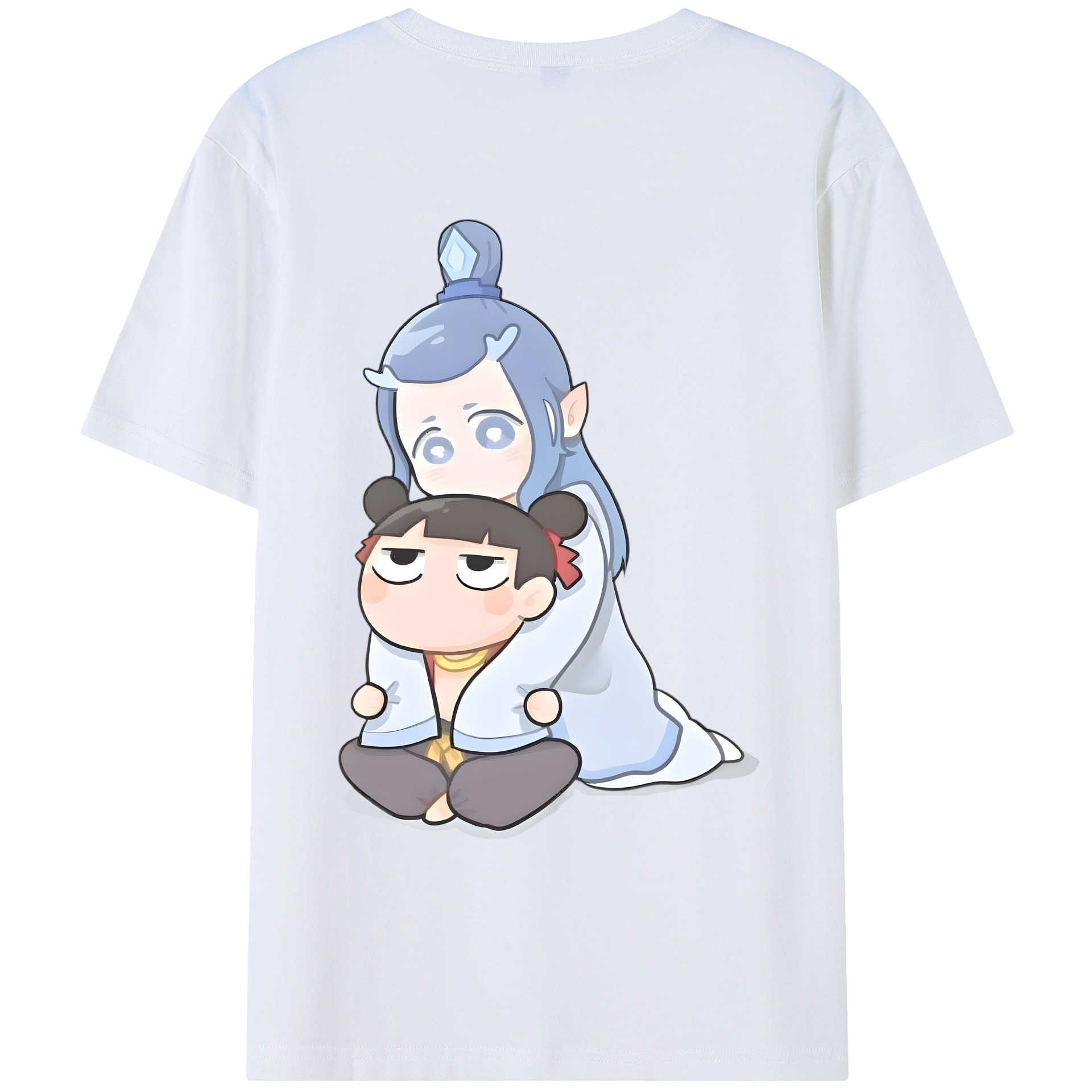 （画像用） Ne Zha 2 ナタ 魔童の大暴れ 綿100％ メンズ半袖Tシャツ（バックプリント） 通気性