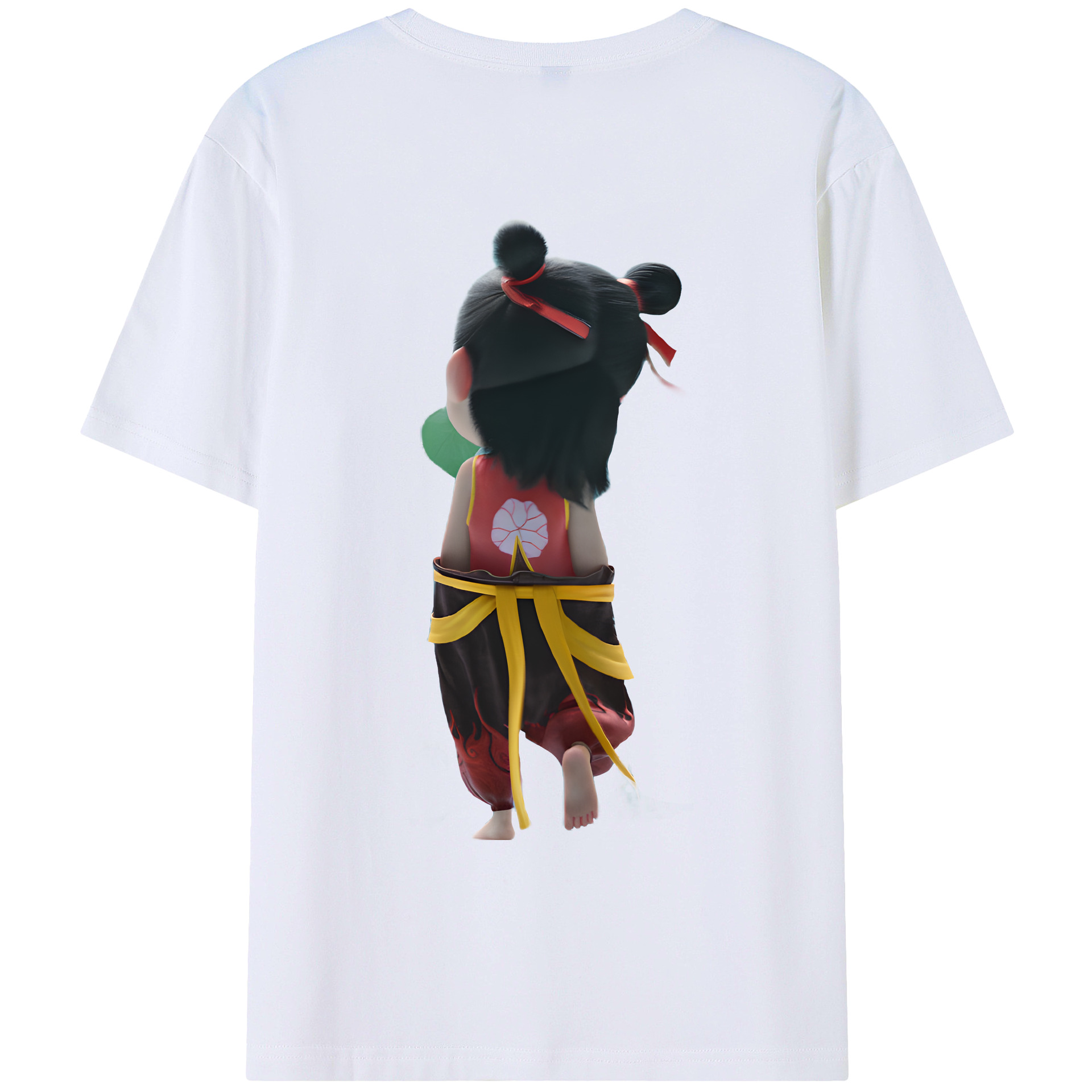 （画像用） Ne Zha 2 ナタ 魔童の大暴れ 綿100％ メンズ半袖Tシャツ（バックプリント） 通気性