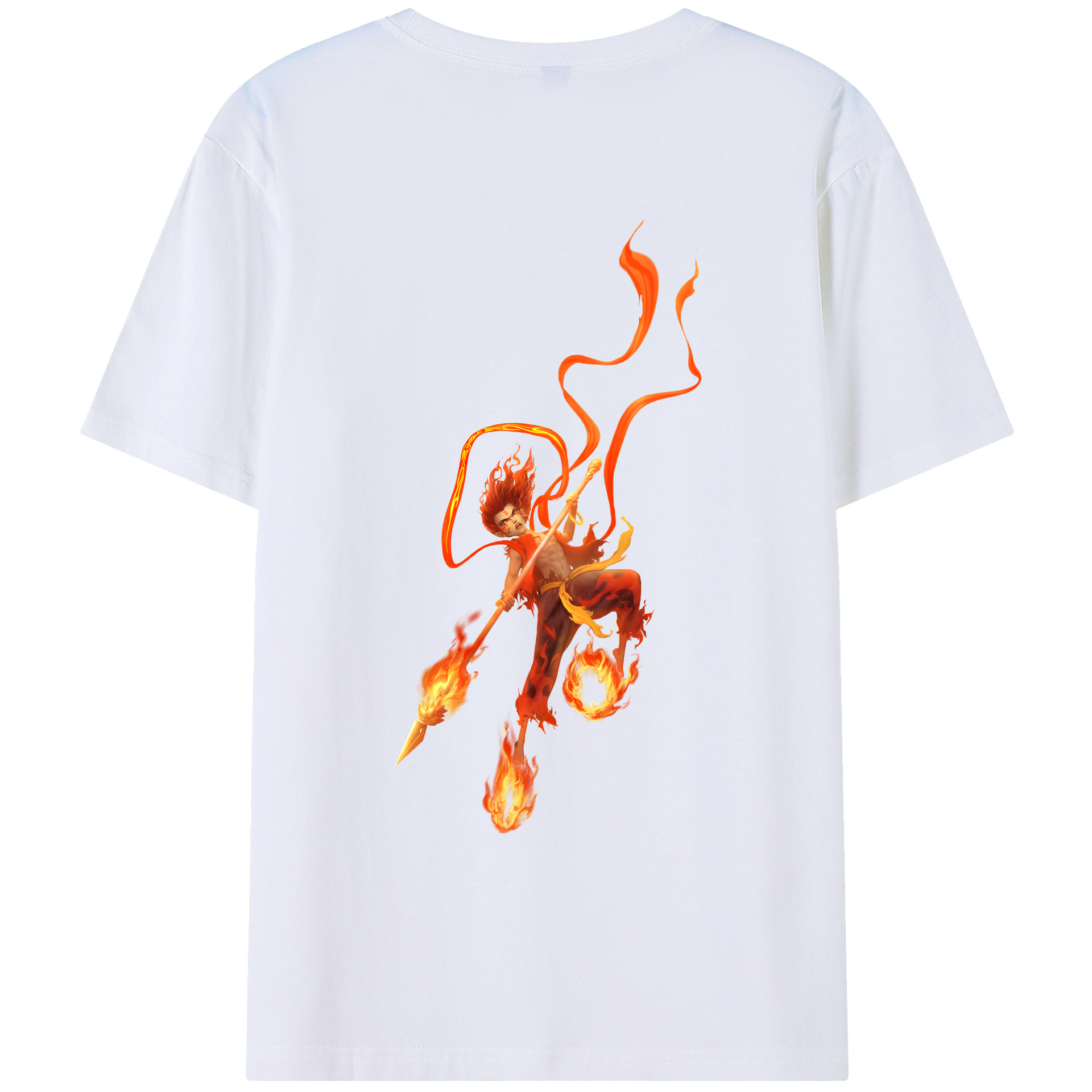 （画像用） Ne Zha 2 ナタ 魔童の大暴れ 綿100％ メンズ半袖Tシャツ（バックプリント） 通気性