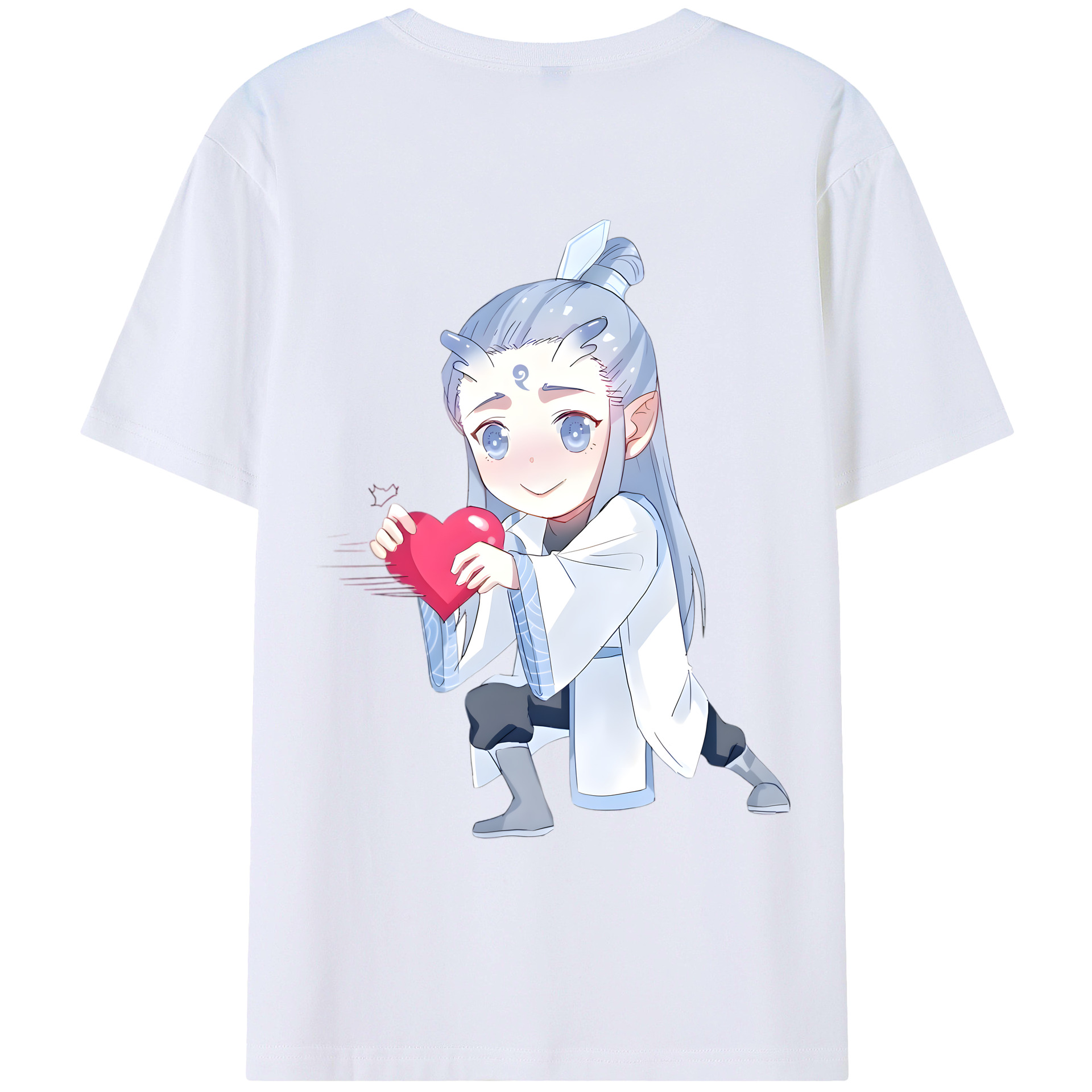 （画像用） Ne Zha 2 ナタ 魔童の大暴れ 綿100％ メンズ半袖Tシャツ（バックプリント） 通気性