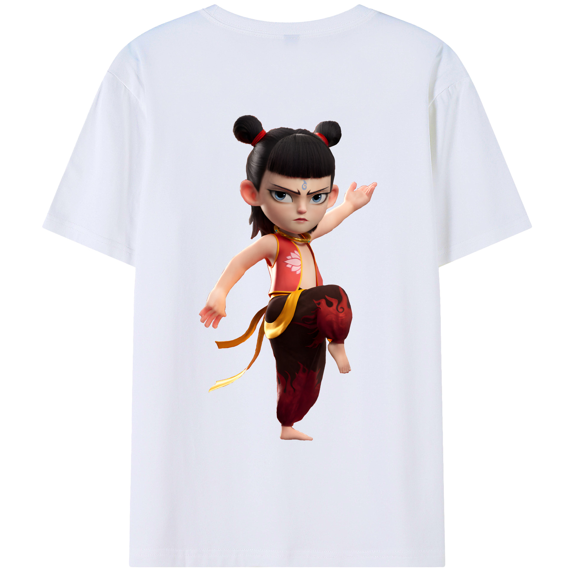 （画像用） Ne Zha 2 ナタ 魔童の大暴れ 綿100％ メンズ半袖Tシャツ（バックプリント） 通気性