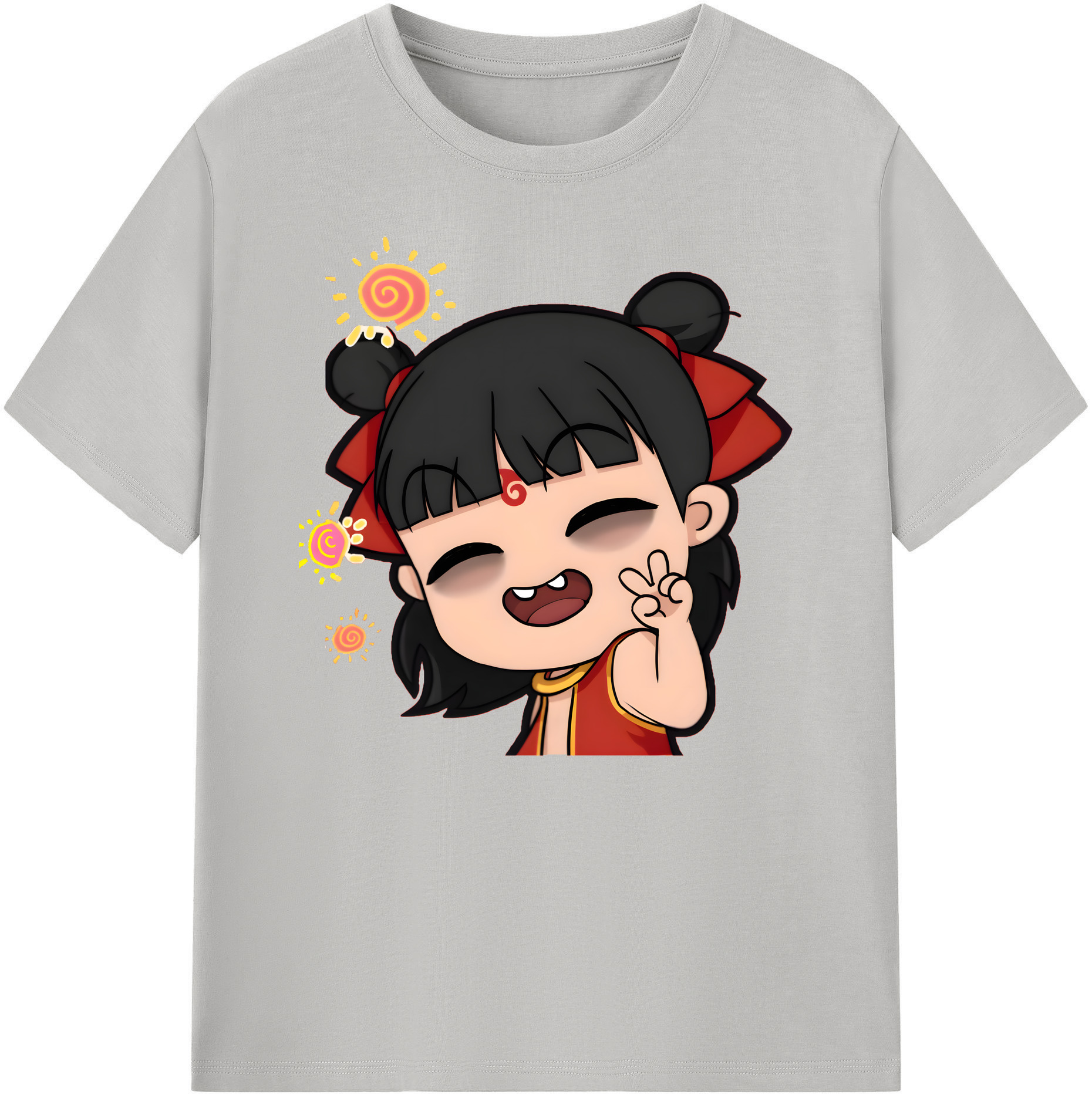 （画像用） Ne Zha 2 ナタ 魔童の大暴れ 綿100％ メンズ半袖Tシャツ｜肌触りやわらか＆通気性
