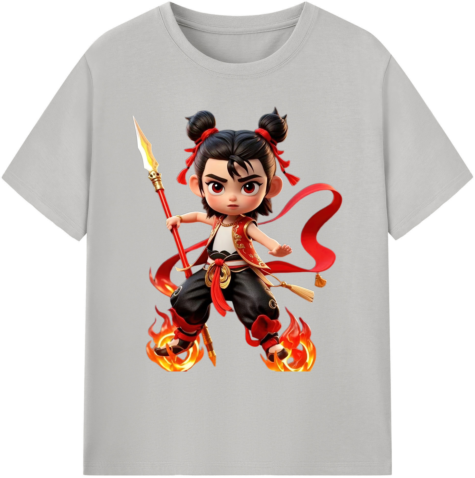 （画像用） Ne Zha 2 ナタ 魔童の大暴れ 綿100％ メンズ半袖Tシャツ｜肌触りやわらか＆通気性