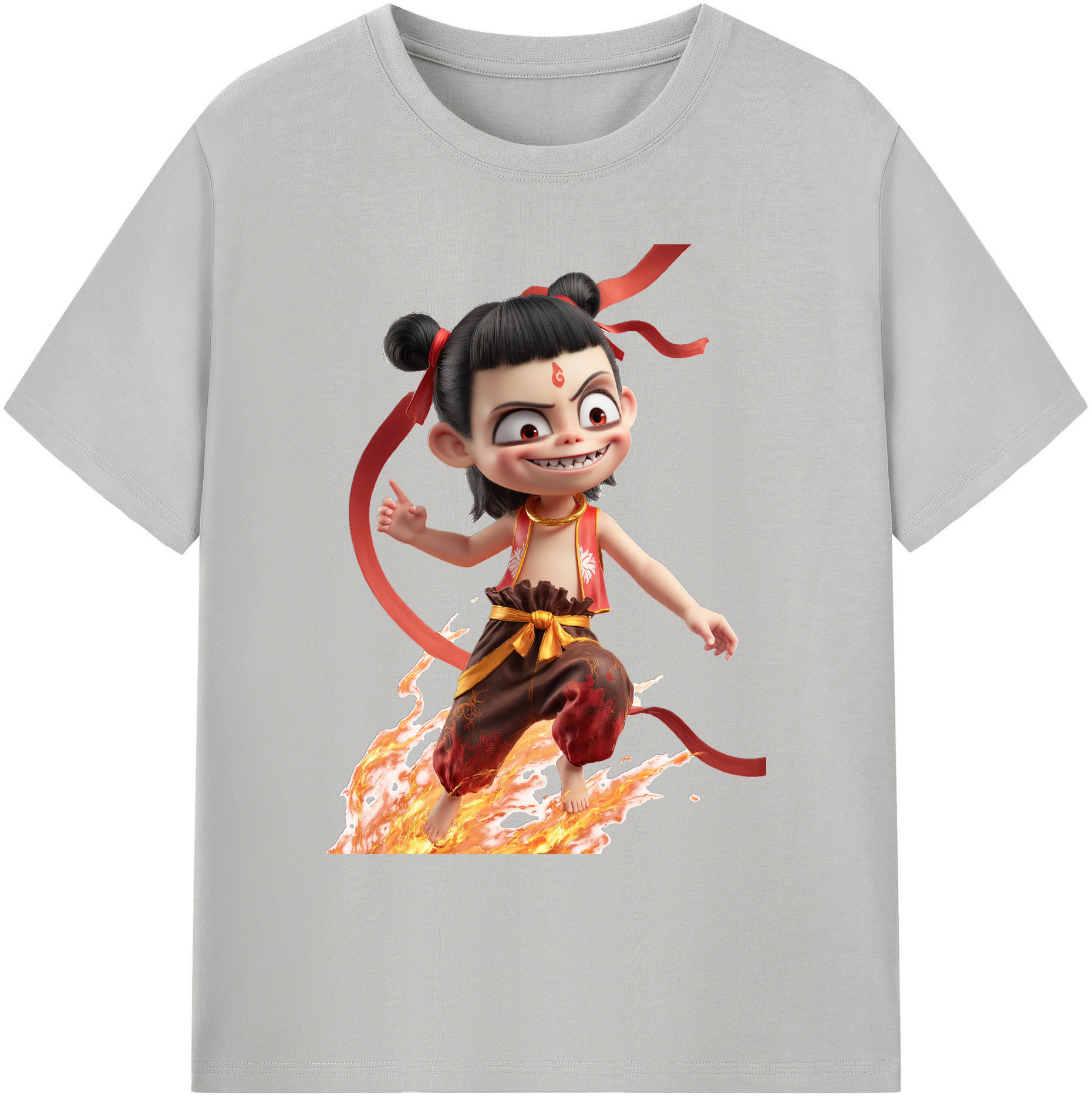 （画像用） Ne Zha 2 ナタ 魔童の大暴れ 綿100％ メンズ半袖Tシャツ｜肌触りやわらか＆通気性