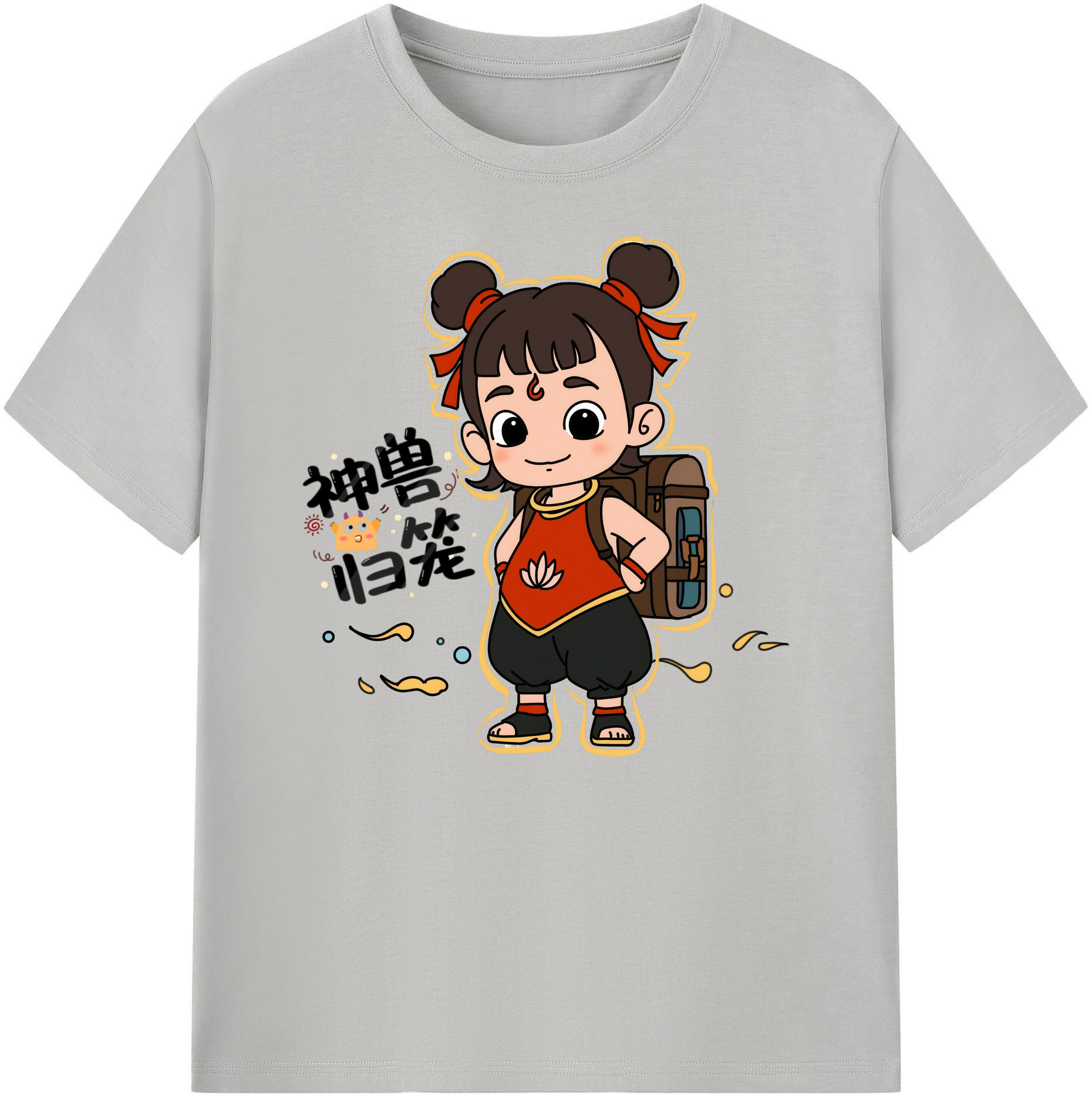 （画像用） Ne Zha 2 ナタ 魔童の大暴れ 綿100％ メンズ半袖Tシャツ｜肌触りやわらか＆通気性