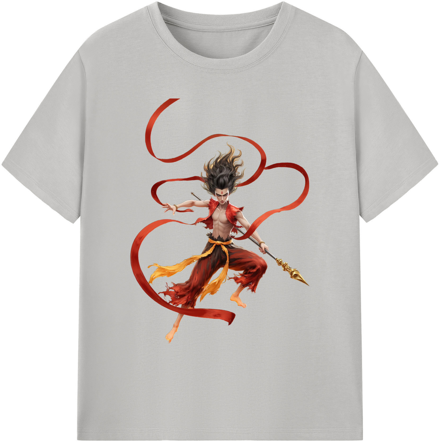 （画像用） Ne Zha 2 ナタ 魔童の大暴れ 綿100％ メンズ半袖Tシャツ｜肌触りやわらか＆通気性
