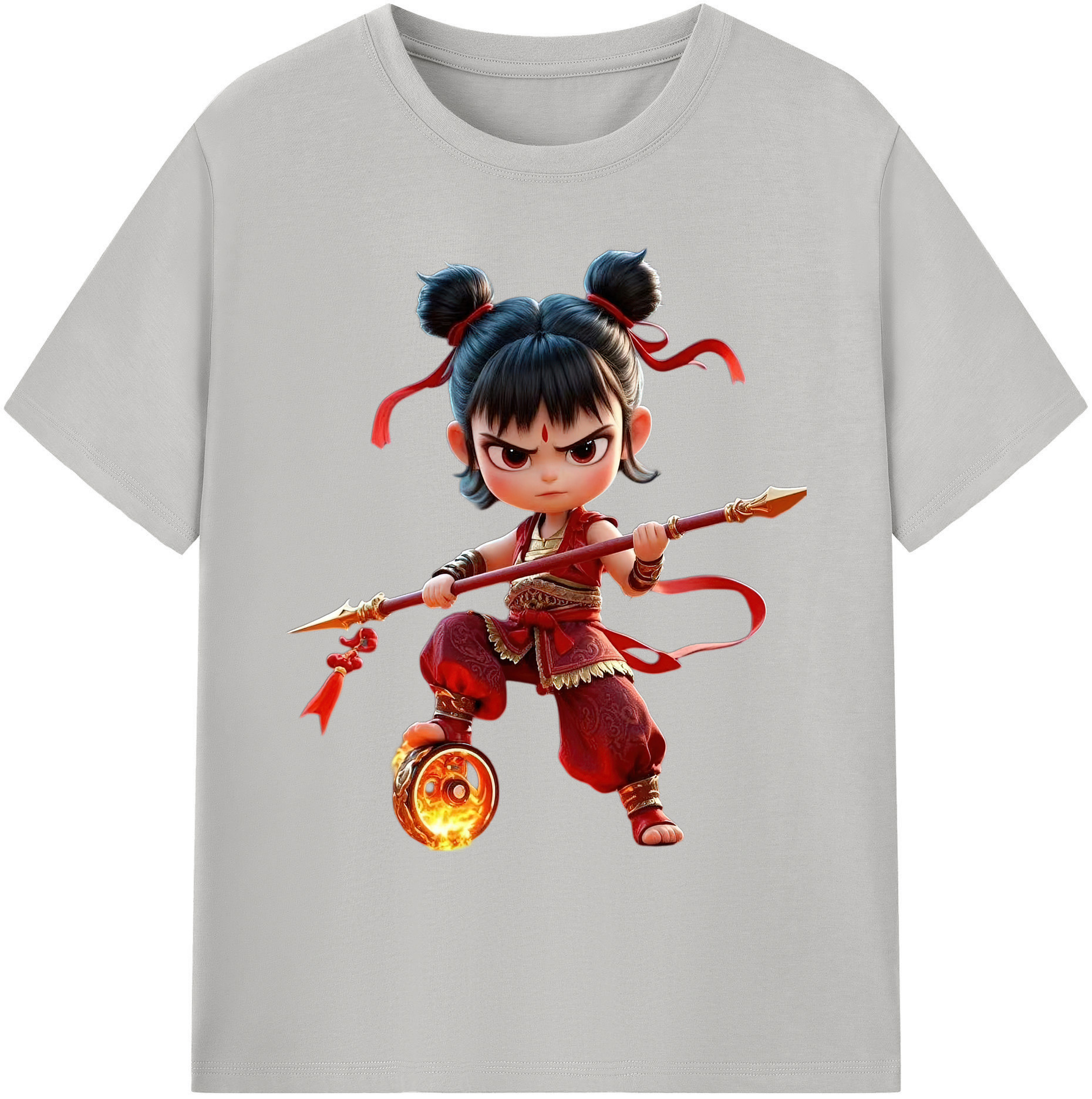 （画像用） Ne Zha 2 ナタ 魔童の大暴れ 綿100％ メンズ半袖Tシャツ｜肌触りやわらか＆通気性