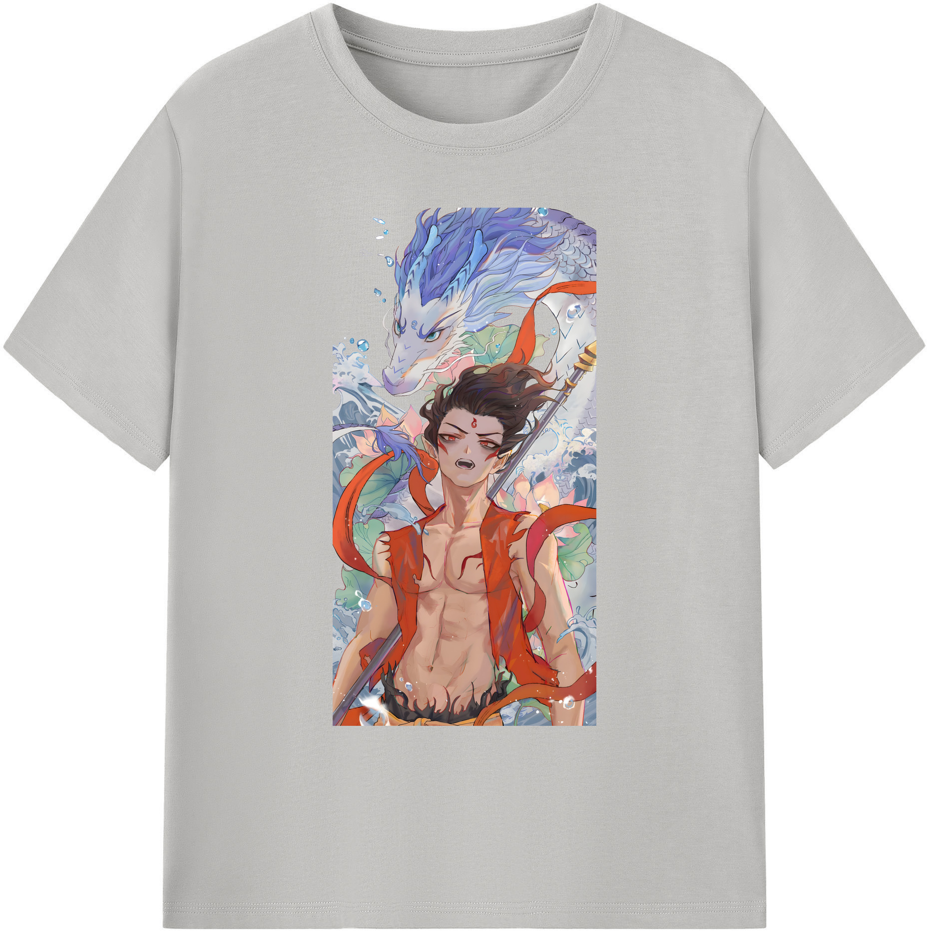 （画像用） Ne Zha 2 ナタ 魔童の大暴れ 綿100％ メンズ半袖Tシャツ｜肌触りやわらか＆通気性