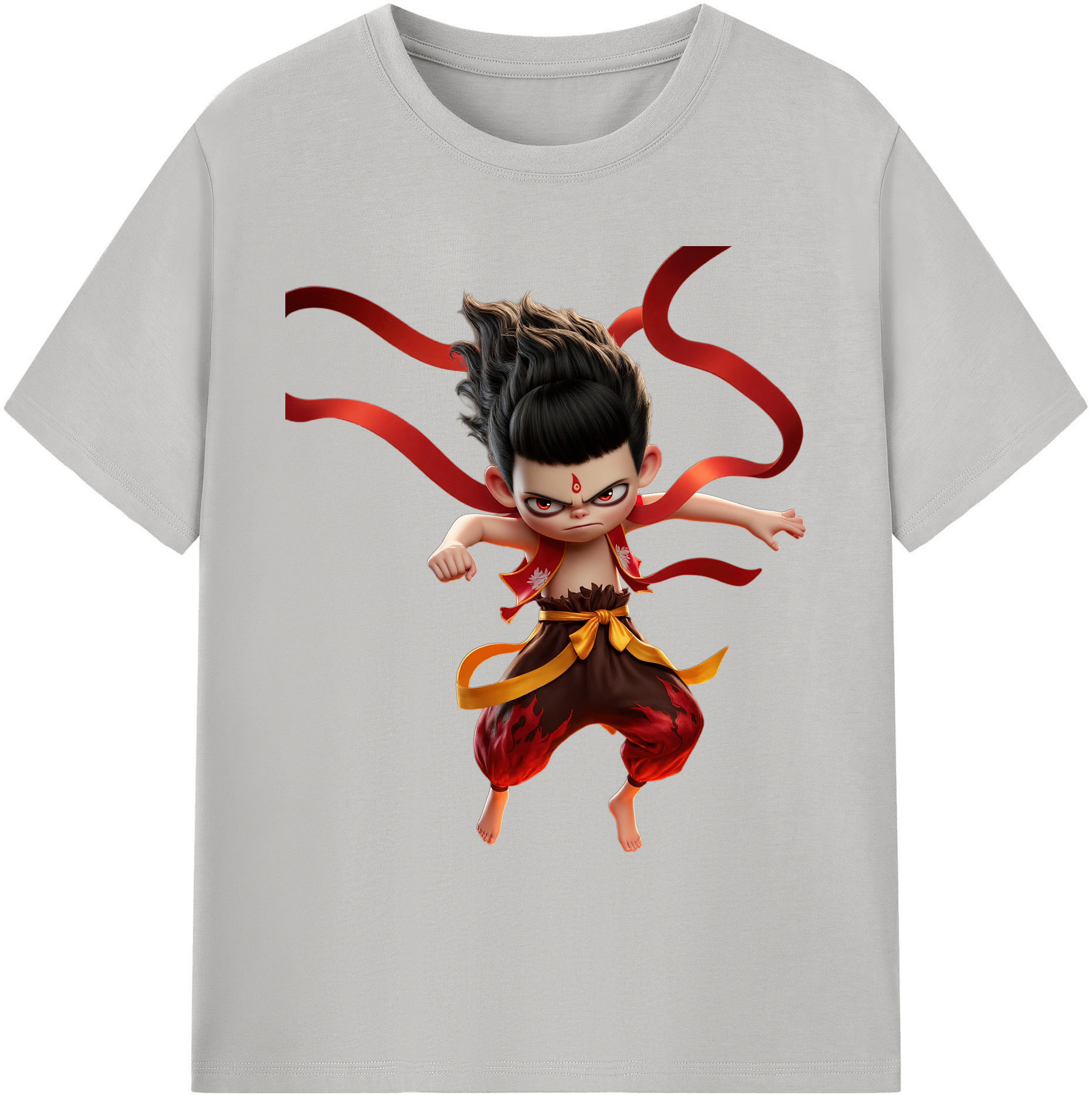 （画像用） Ne Zha 2 ナタ 魔童の大暴れ 綿100％ メンズ半袖Tシャツ｜肌触りやわらか＆通気性