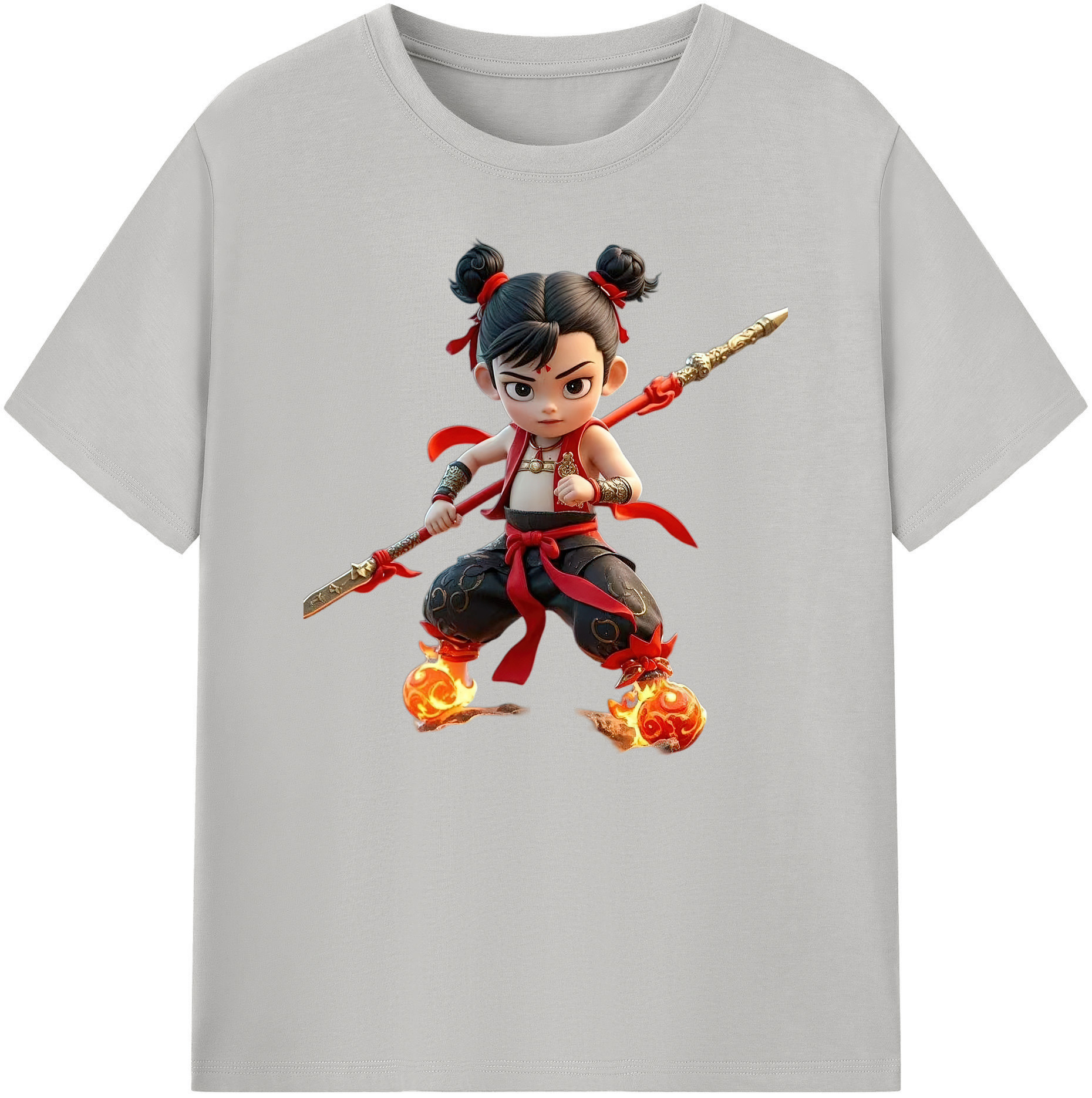 （画像用） Ne Zha 2 ナタ 魔童の大暴れ 綿100％ メンズ半袖Tシャツ｜肌触りやわらか＆通気性