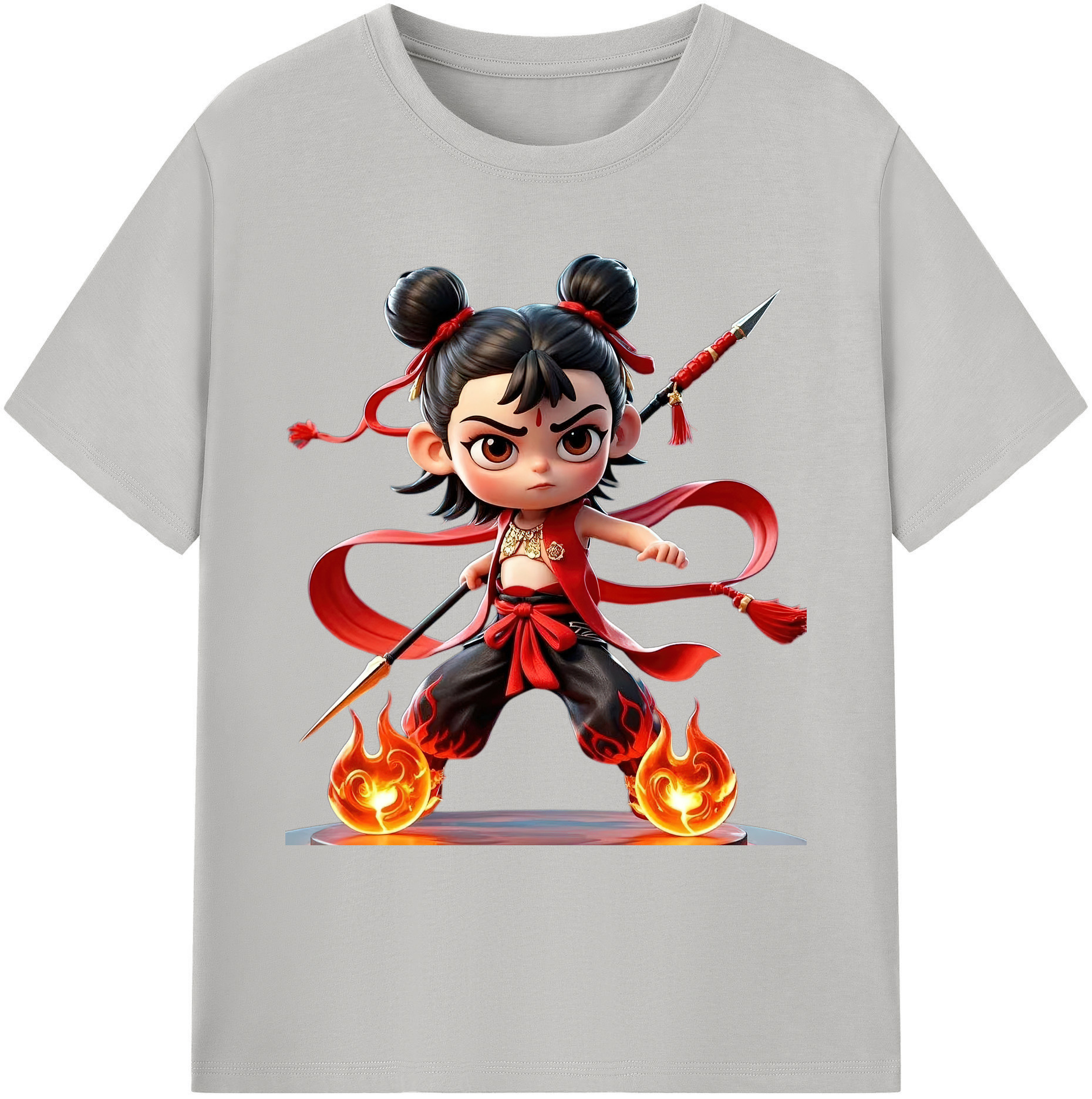 （画像用） Ne Zha 2 ナタ 魔童の大暴れ 綿100％ メンズ半袖Tシャツ｜肌触りやわらか＆通気性