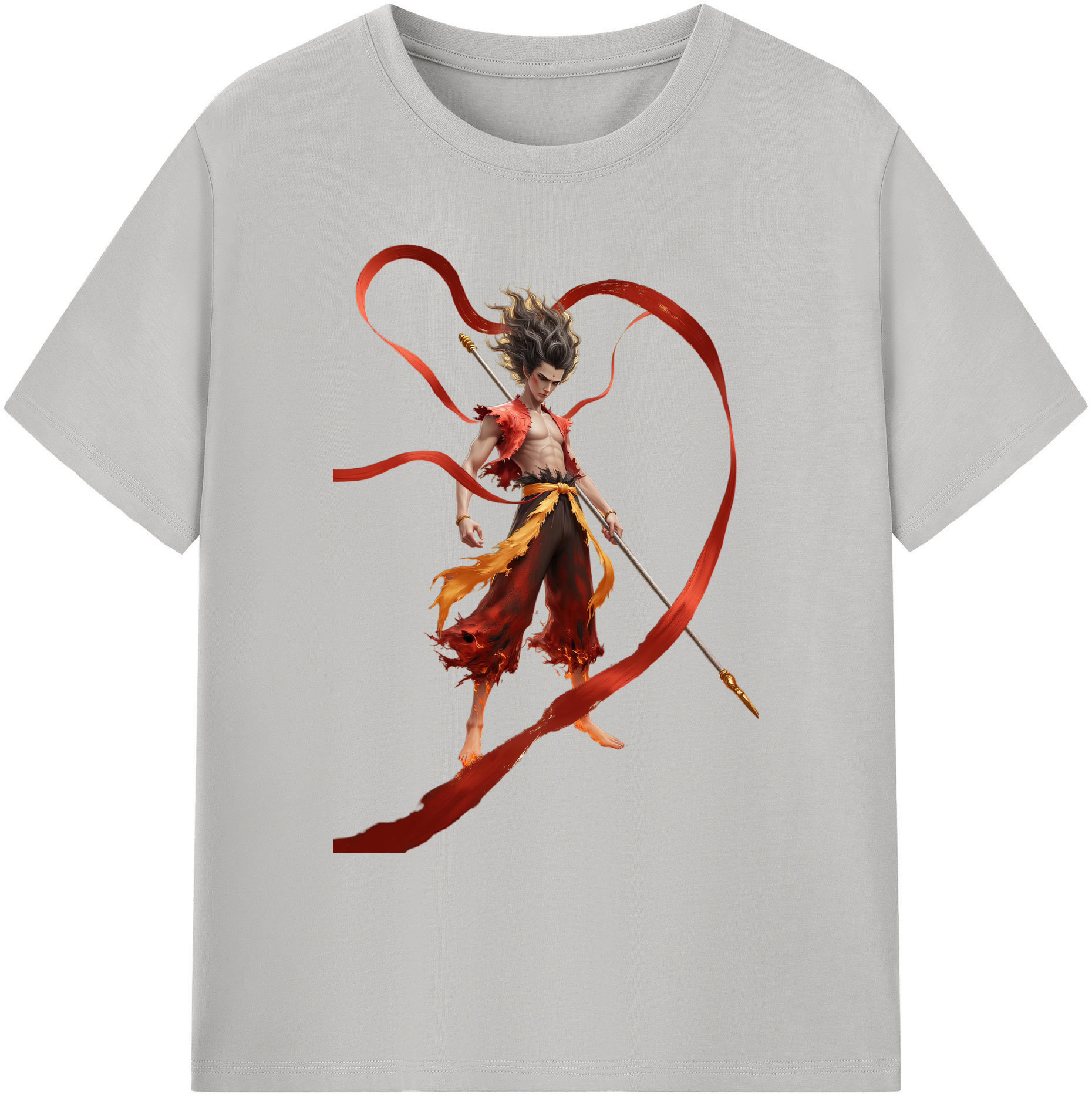 （画像用） Ne Zha 2 ナタ 魔童の大暴れ 綿100％ メンズ半袖Tシャツ｜肌触りやわらか＆通気性