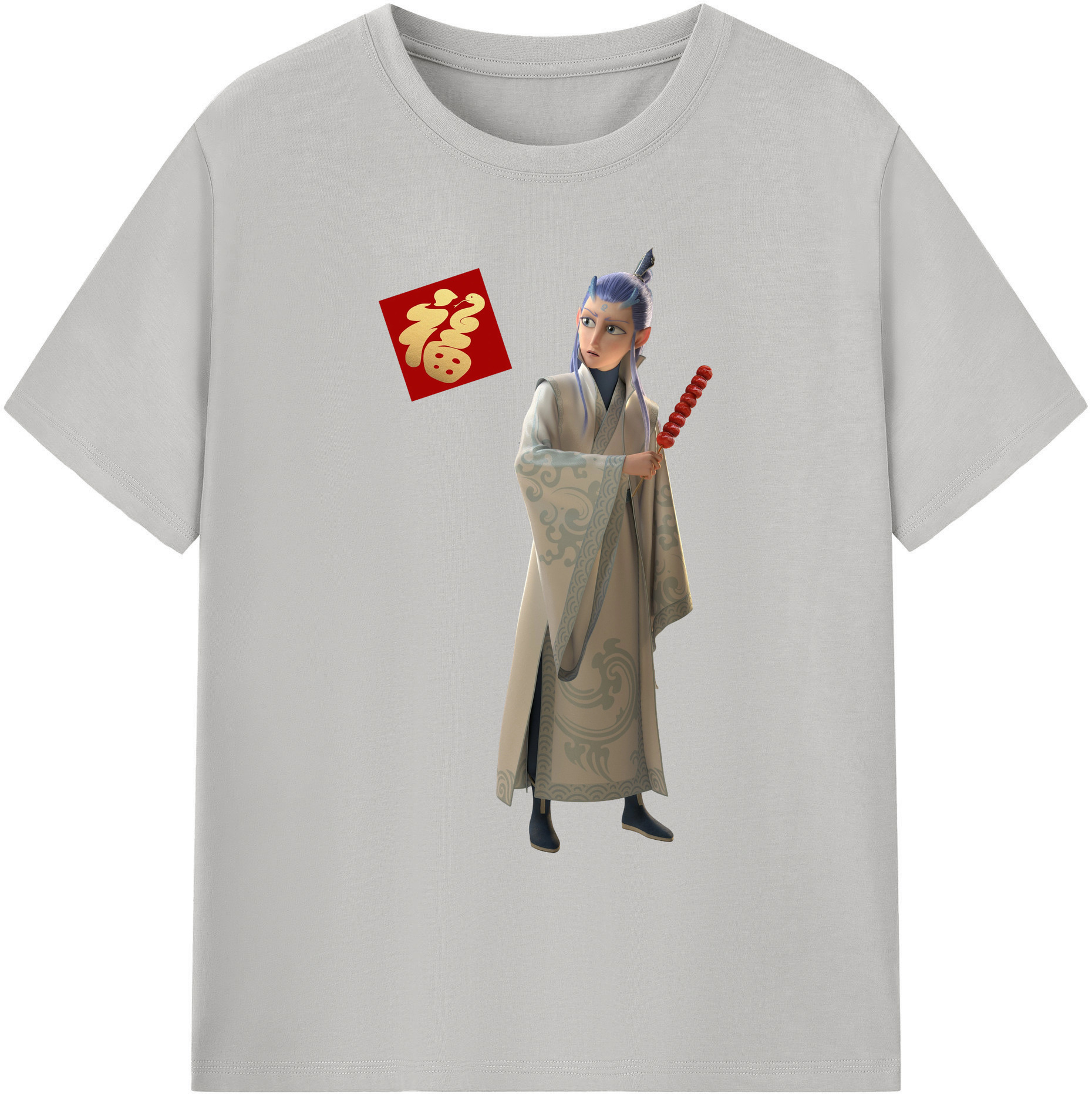 （画像用） Ne Zha 2 ナタ 魔童の大暴れ 綿100％ メンズ半袖Tシャツ｜肌触りやわらか＆通気性