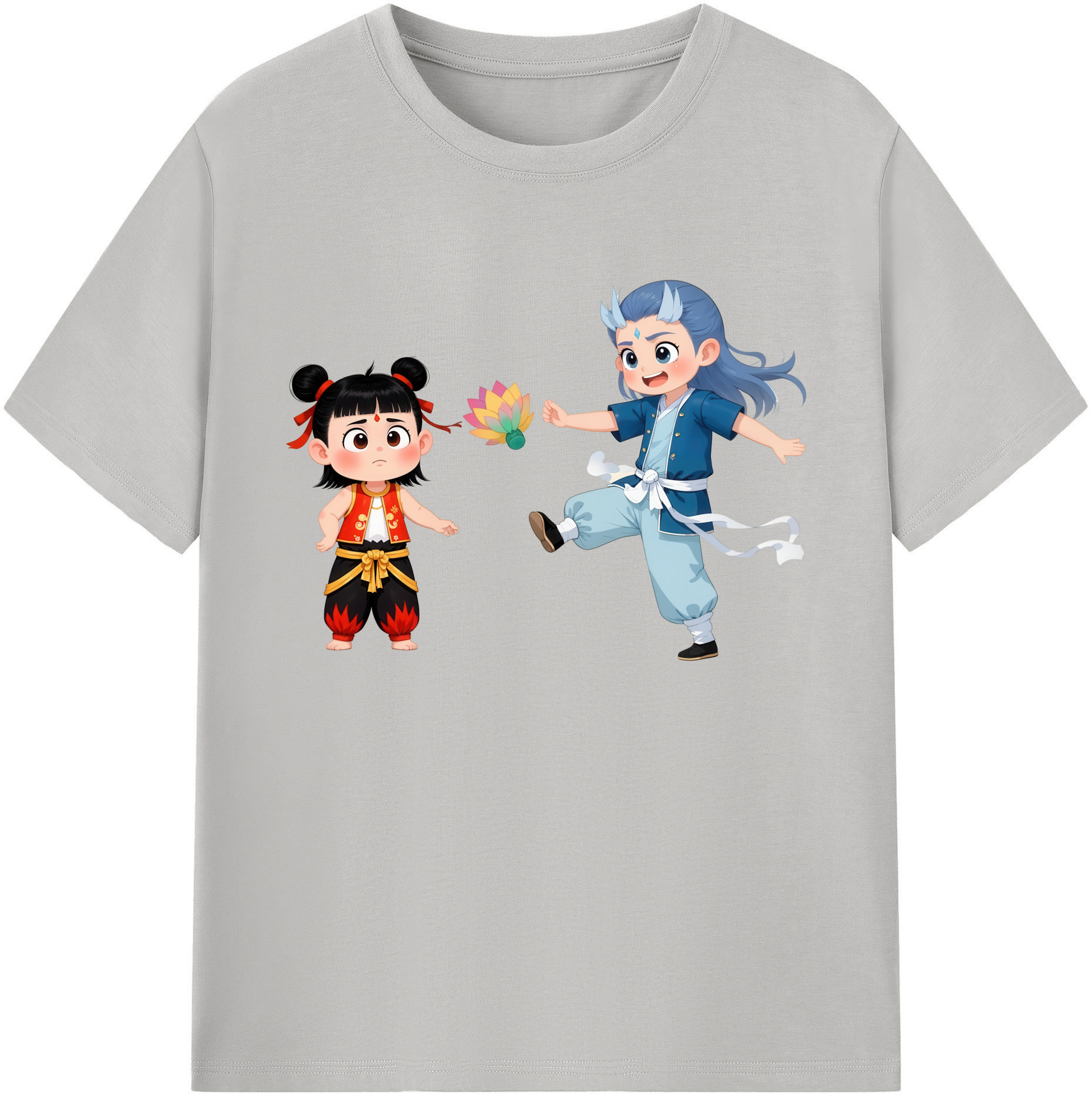 （画像用） Ne Zha 2 ナタ 魔童の大暴れ 綿100％ メンズ半袖Tシャツ｜肌触りやわらか＆通気性