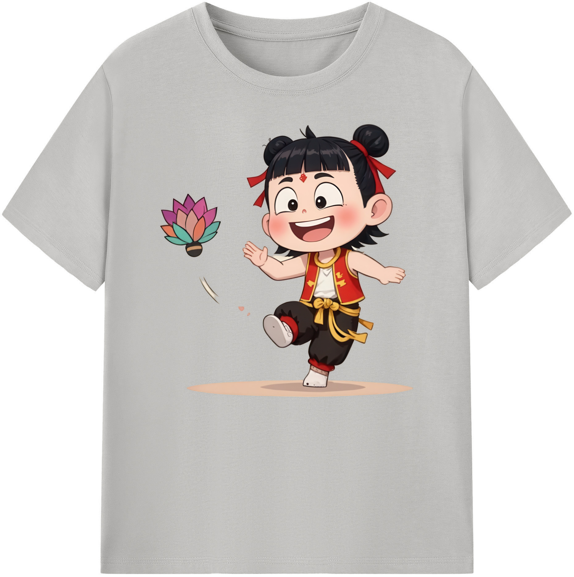 （画像用） Ne Zha 2 ナタ 魔童の大暴れ 綿100％ メンズ半袖Tシャツ｜肌触りやわらか＆通気性
