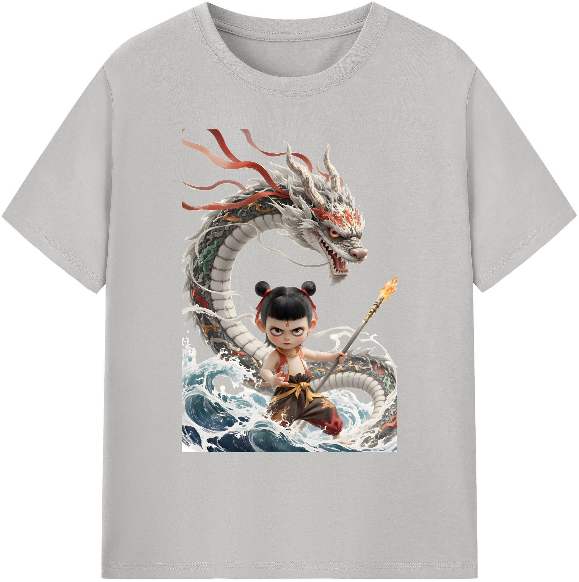 （画像用） Ne Zha 2 ナタ 魔童の大暴れ 綿100％ メンズ半袖Tシャツ｜肌触りやわらか＆通気性