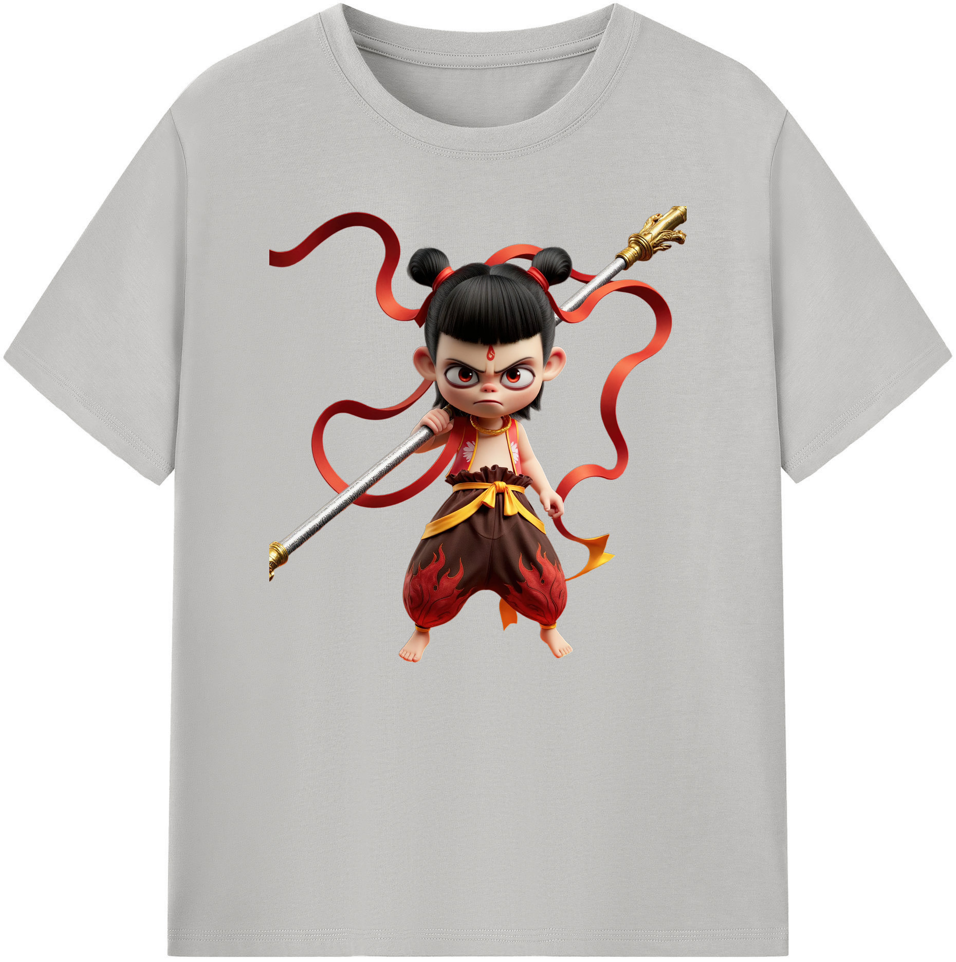 （画像用） Ne Zha 2 ナタ 魔童の大暴れ 綿100％ メンズ半袖Tシャツ｜肌触りやわらか＆通気性