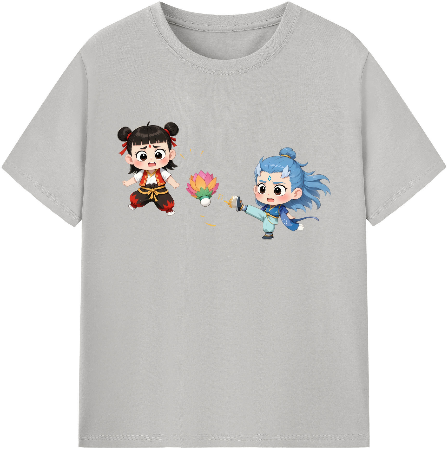 （画像用） Ne Zha 2 ナタ 魔童の大暴れ 綿100％ メンズ半袖Tシャツ｜肌触りやわらか＆通気性