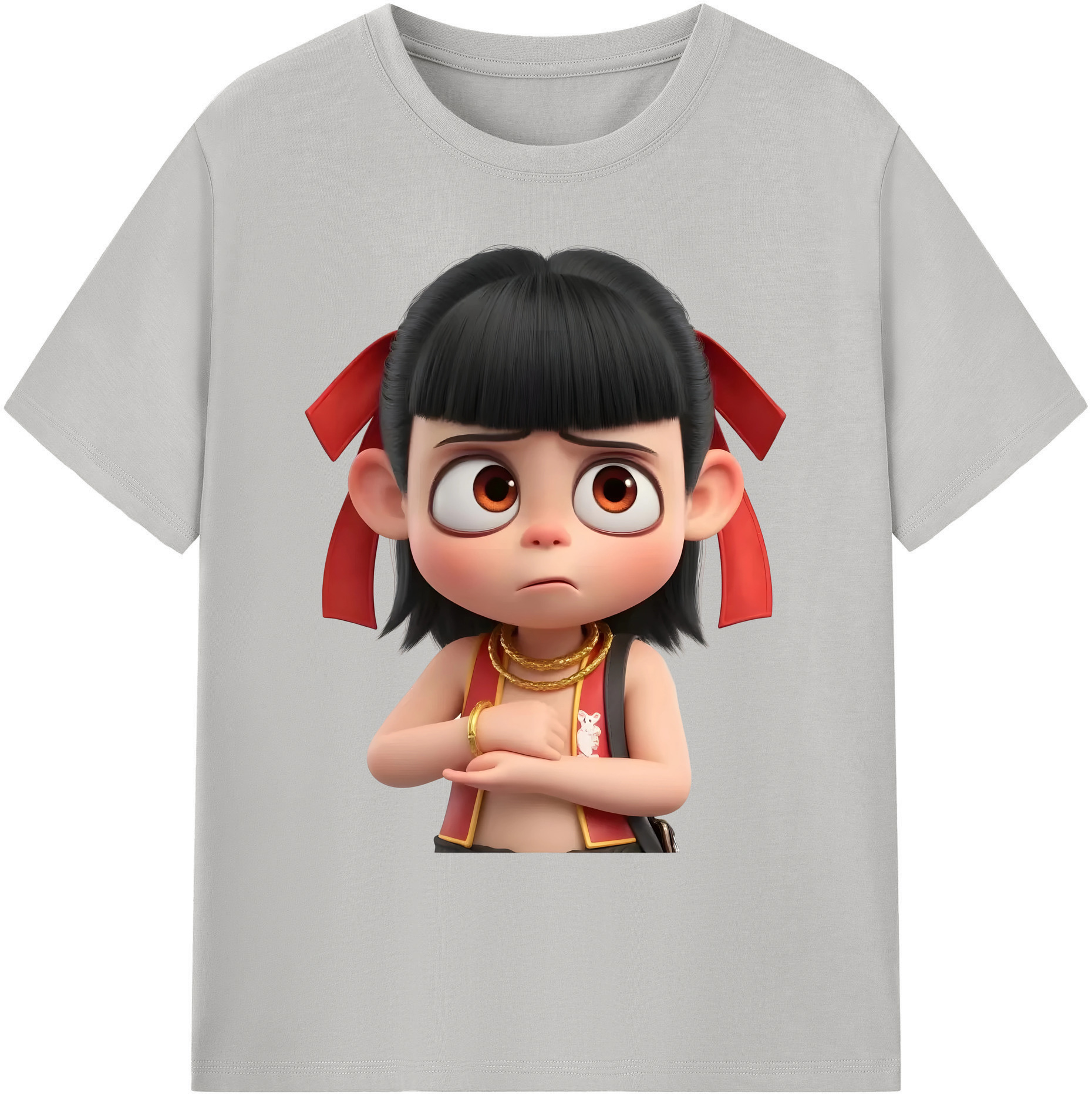 （画像用） Ne Zha 2 ナタ 魔童の大暴れ 綿100％ メンズ半袖Tシャツ｜肌触りやわらか＆通気性