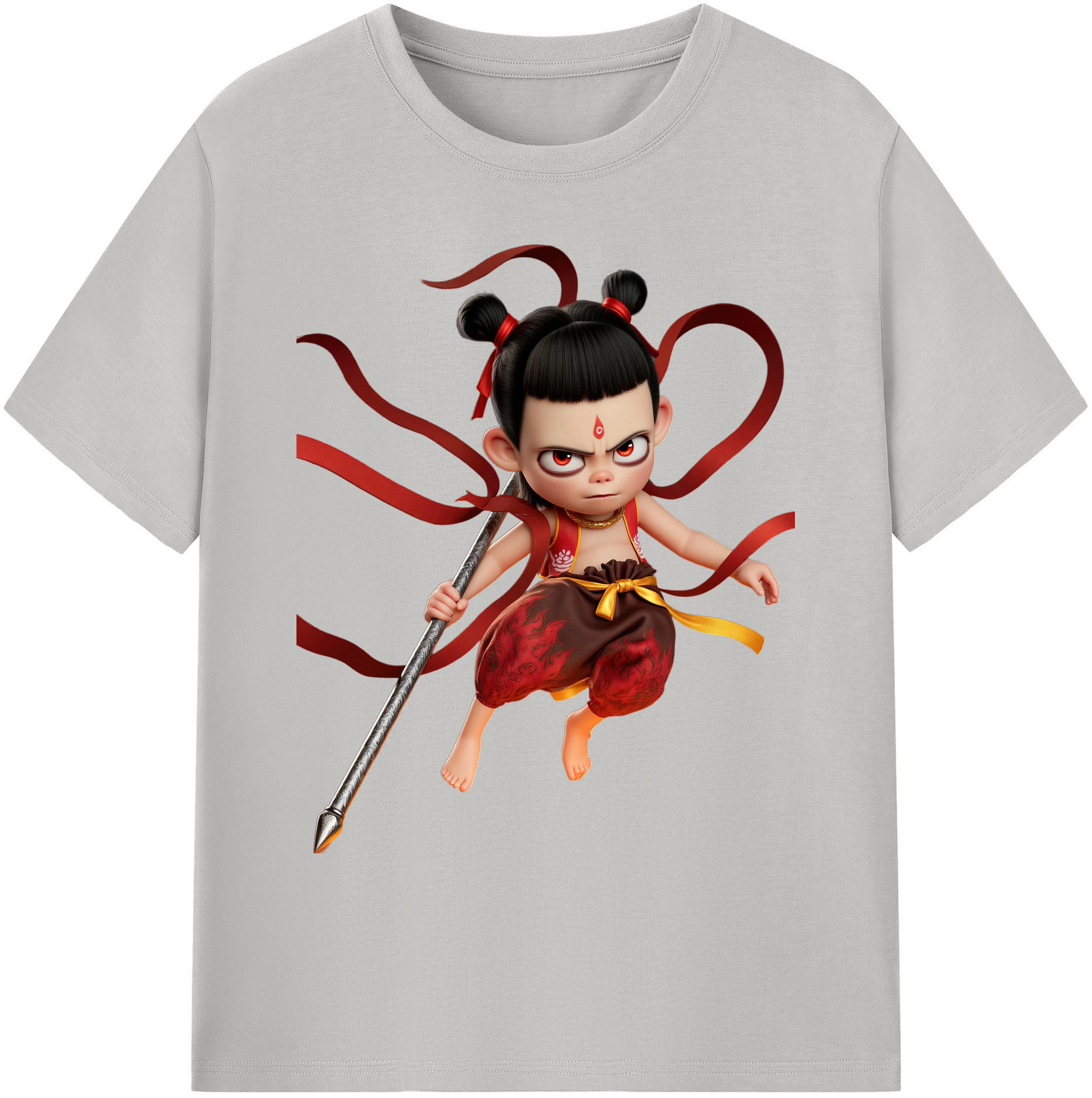 （画像用） Ne Zha 2 ナタ 魔童の大暴れ 綿100％ メンズ半袖Tシャツ｜肌触りやわらか＆通気性