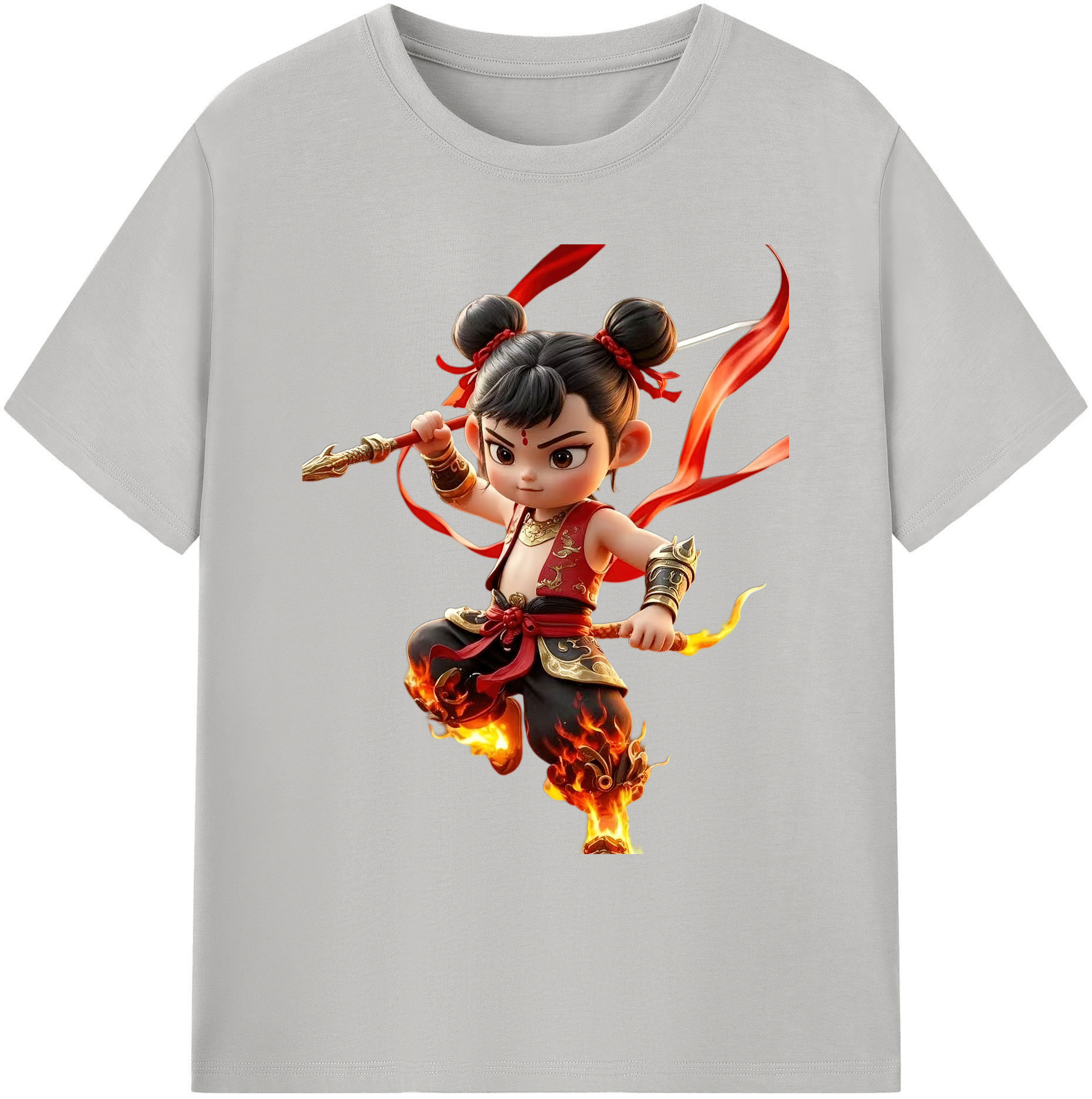 （画像用） Ne Zha 2 ナタ 魔童の大暴れ 綿100％ メンズ半袖Tシャツ｜肌触りやわらか＆通気性