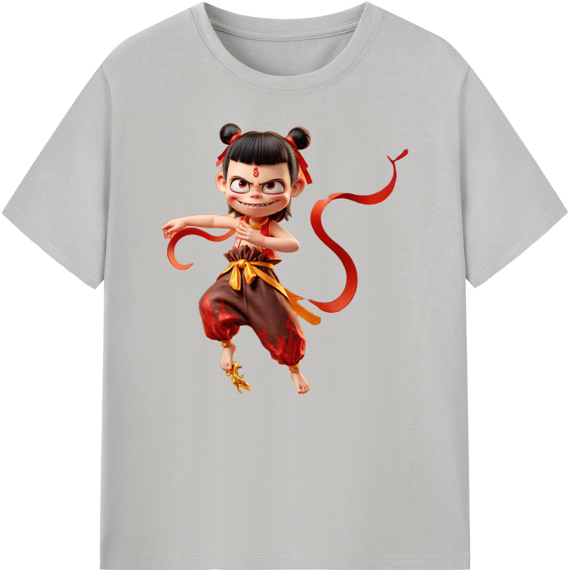 （画像用） Ne Zha 2 ナタ 魔童の大暴れ 綿100％ メンズ半袖Tシャツ｜肌触りやわらか＆通気性