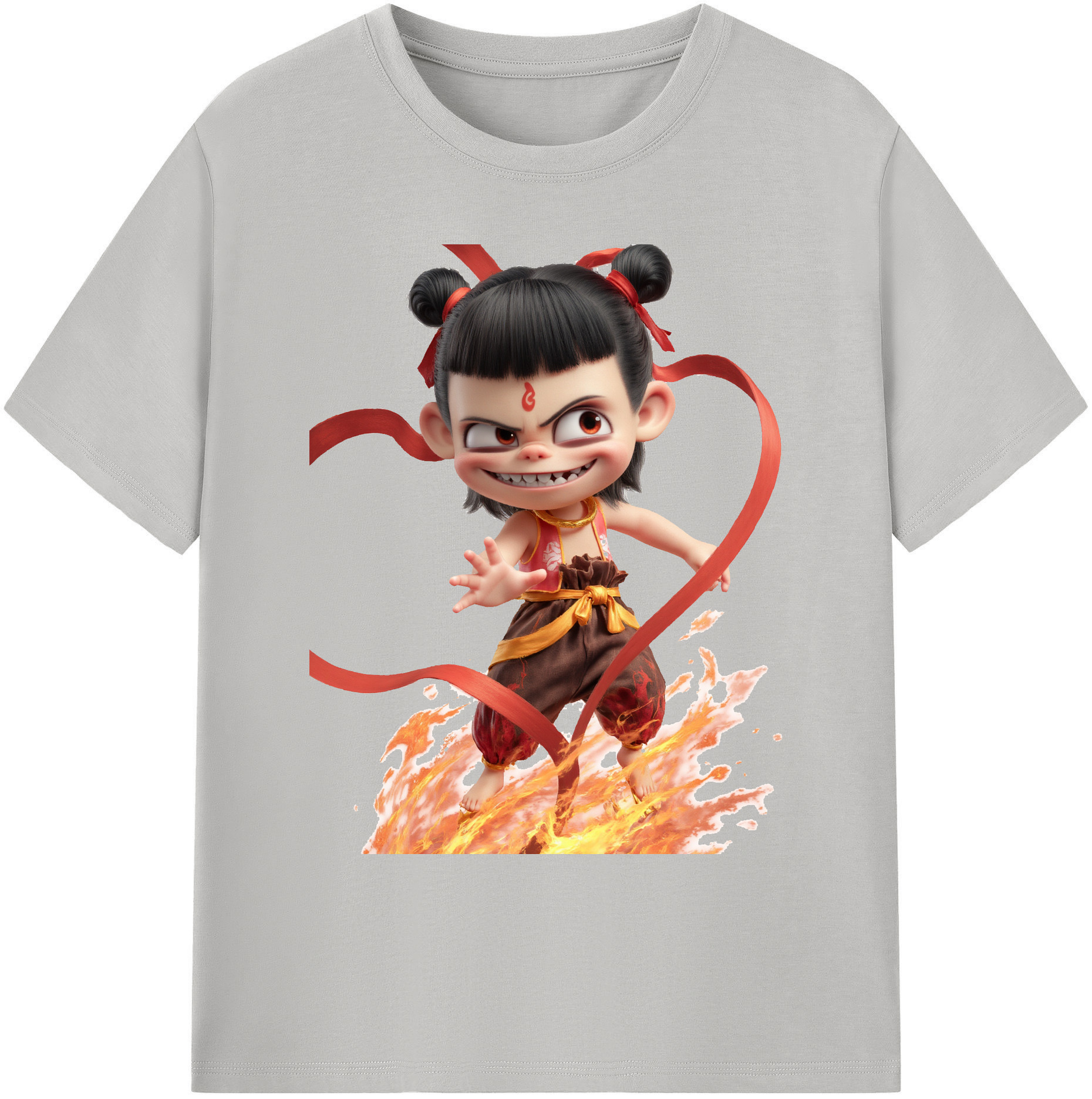 （画像用） Ne Zha 2 ナタ 魔童の大暴れ 綿100％ メンズ半袖Tシャツ｜肌触りやわらか＆通気性