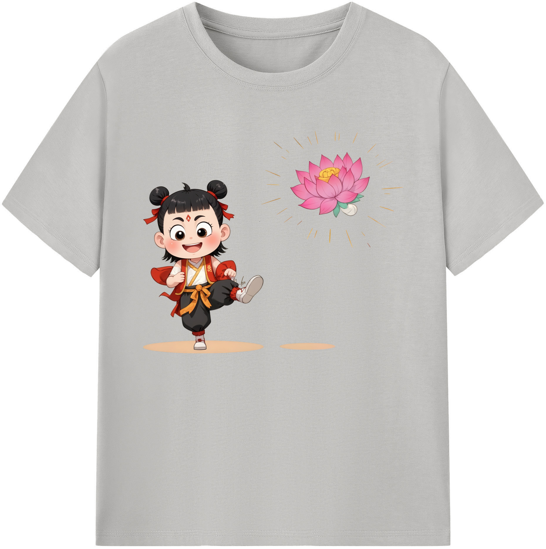 （画像用） Ne Zha 2 ナタ 魔童の大暴れ 綿100％ メンズ半袖Tシャツ｜肌触りやわらか＆通気性