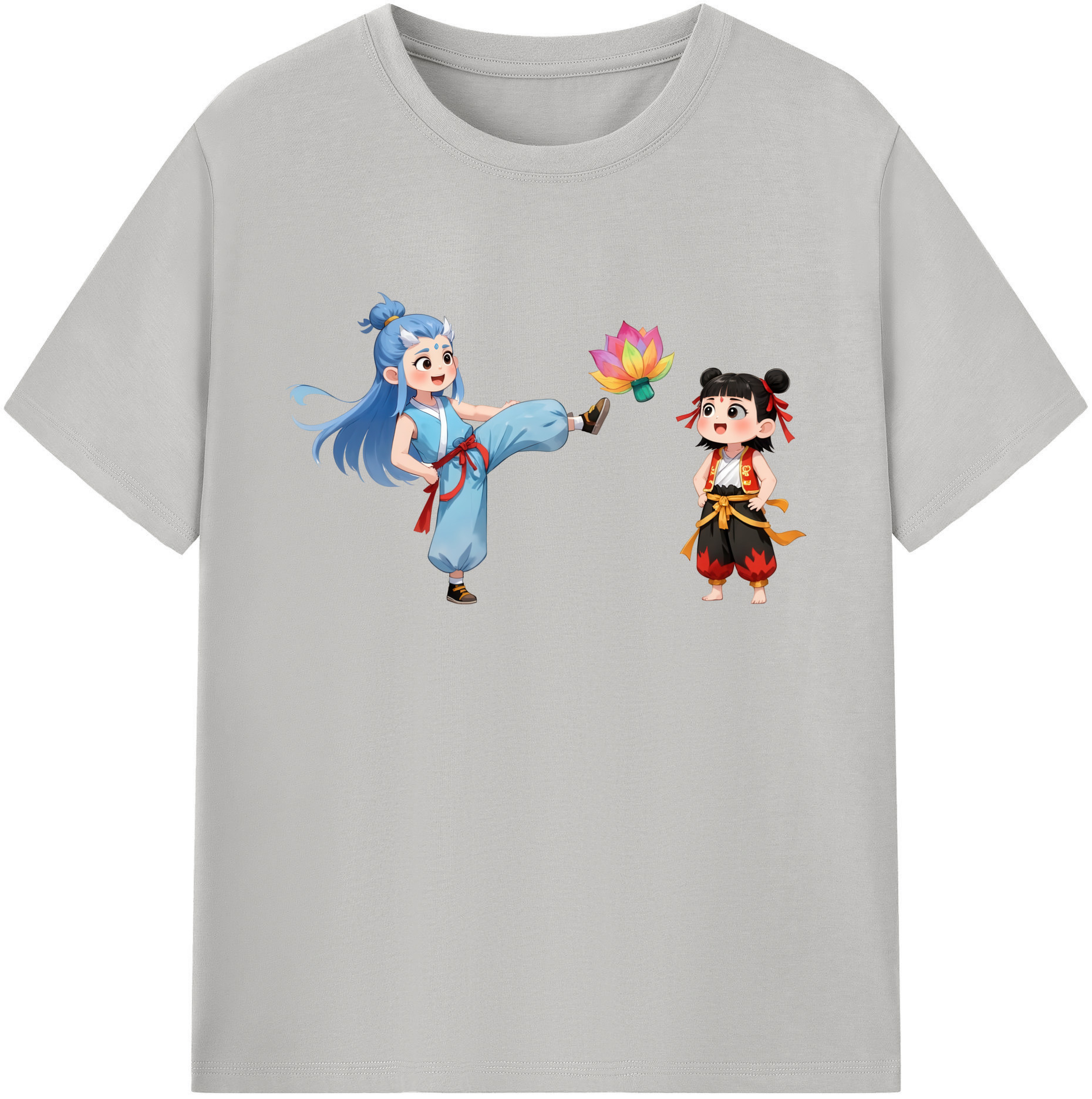 （画像用） Ne Zha 2 ナタ 魔童の大暴れ 綿100％ メンズ半袖Tシャツ｜肌触りやわらか＆通気性