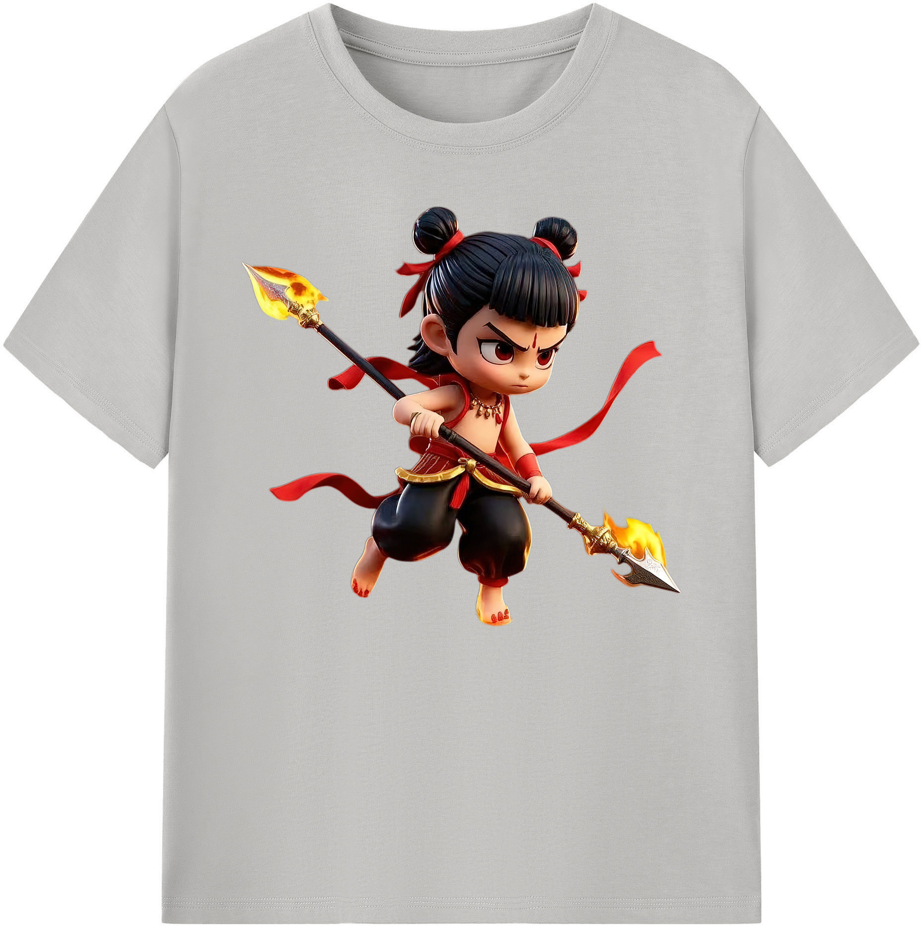 （画像用） Ne Zha 2 ナタ 魔童の大暴れ 綿100％ メンズ半袖Tシャツ｜肌触りやわらか＆通気性