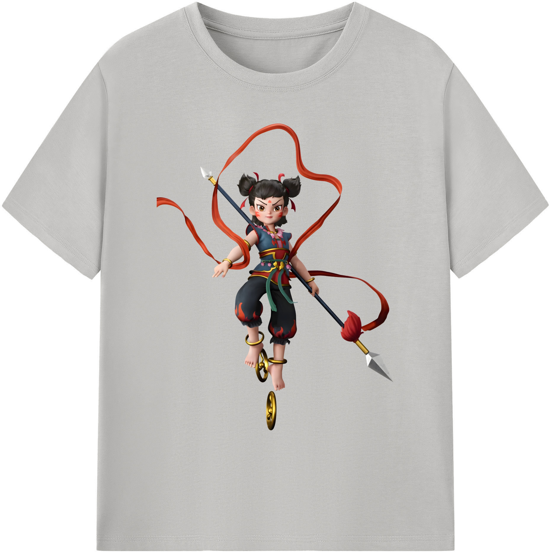 （画像用） Ne Zha 2 ナタ 魔童の大暴れ 綿100％ メンズ半袖Tシャツ｜肌触りやわらか＆通気性