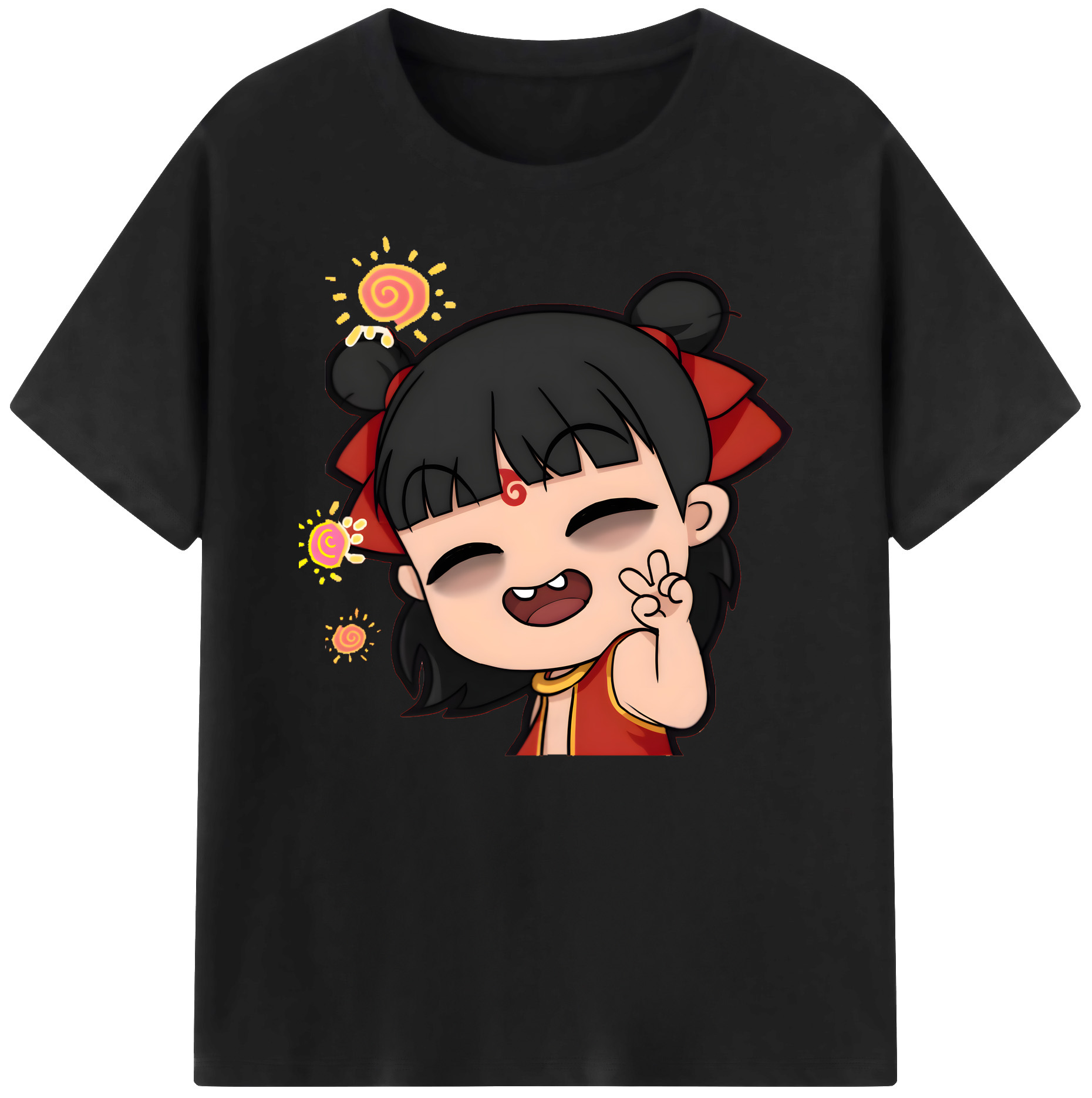 （画像用） Ne Zha 2 ナタ 魔童の大暴れ 綿100％ メンズ半袖Tシャツ｜肌触りやわらか＆通気性