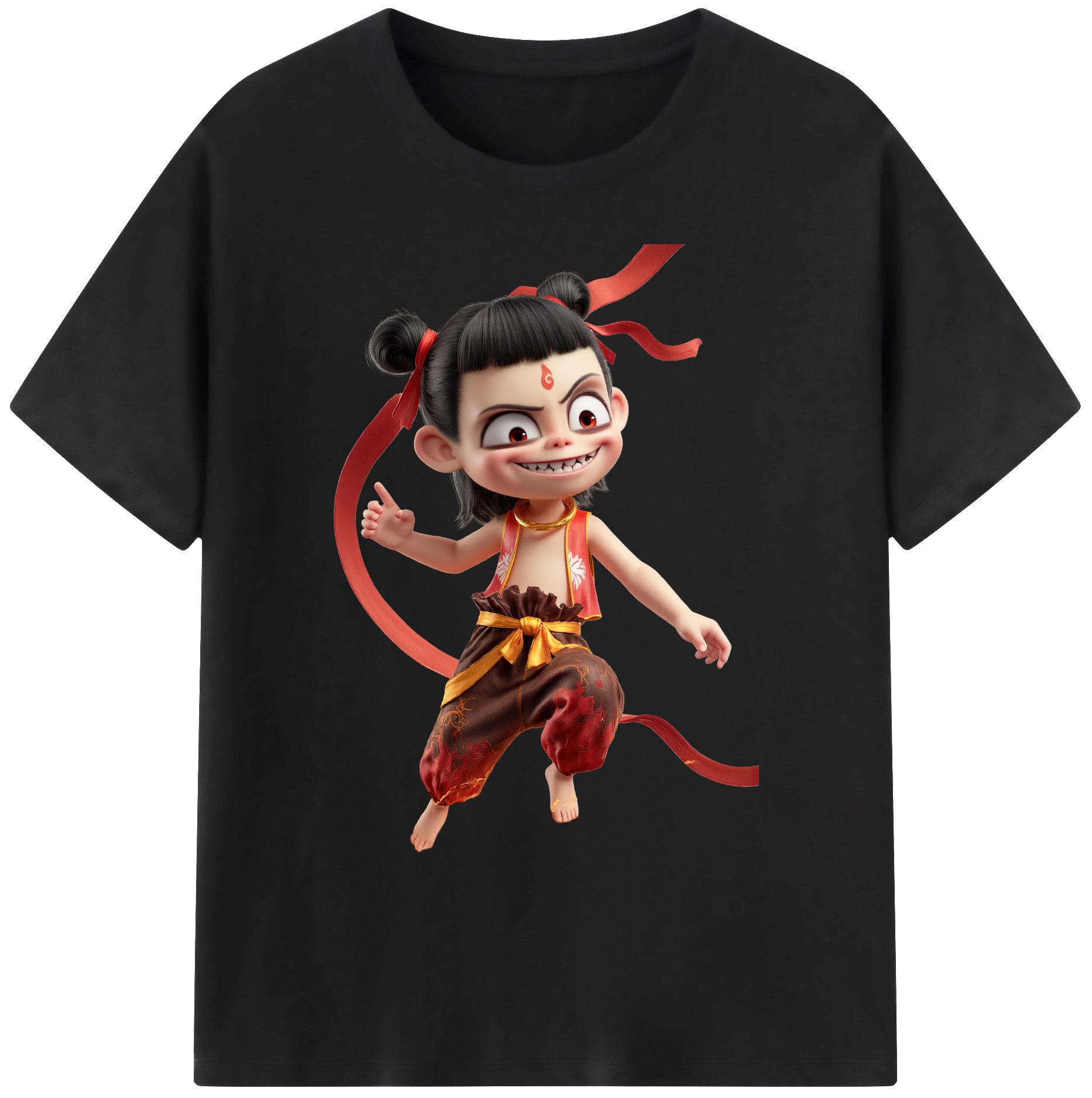 （画像用） Ne Zha 2 ナタ 魔童の大暴れ 綿100％ メンズ半袖Tシャツ｜肌触りやわらか＆通気性