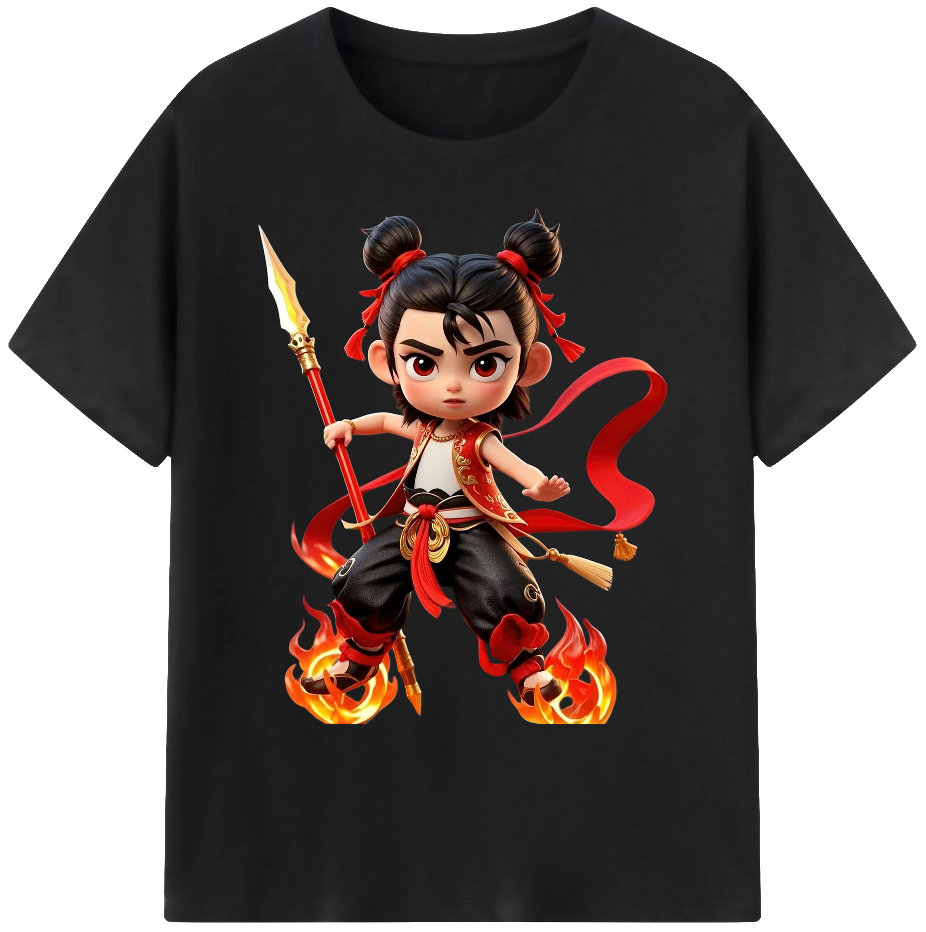 （画像用） Ne Zha 2 ナタ 魔童の大暴れ 綿100％ メンズ半袖Tシャツ｜肌触りやわらか＆通気性