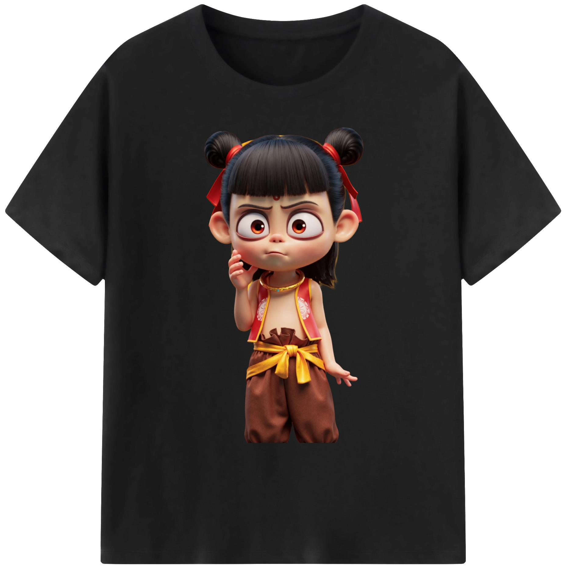 （画像用） Ne Zha 2 ナタ 魔童の大暴れ 綿100％ メンズ半袖Tシャツ｜肌触りやわらか＆通気性