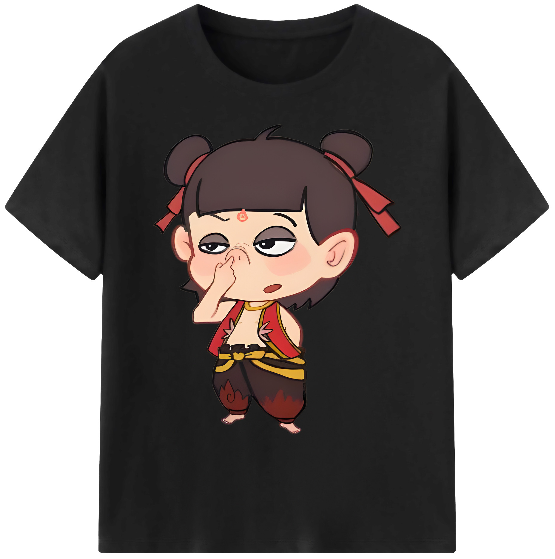 （画像用） Ne Zha 2 ナタ 魔童の大暴れ 綿100％ メンズ半袖Tシャツ｜肌触りやわらか＆通気性