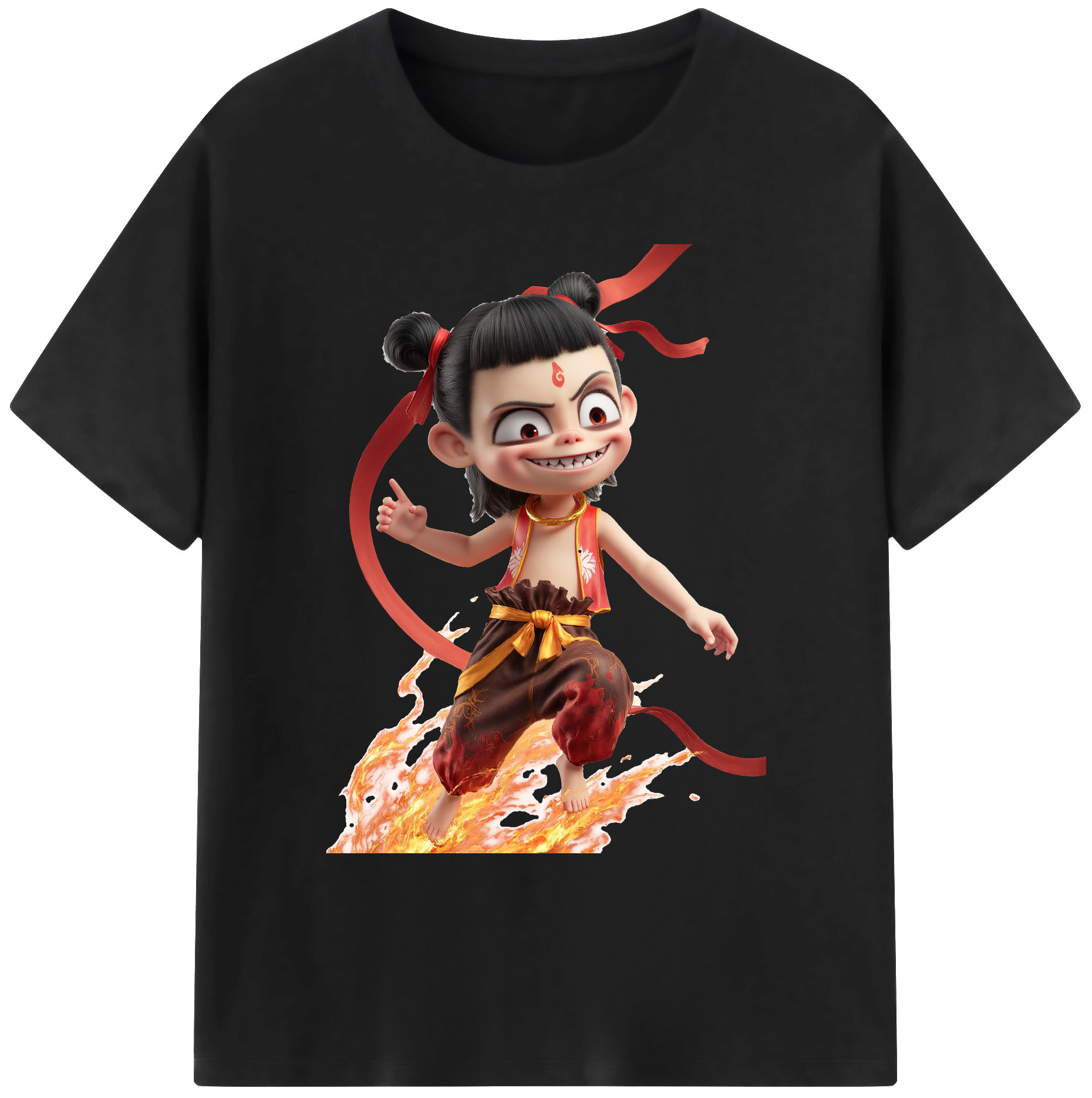 （画像用） Ne Zha 2 ナタ 魔童の大暴れ 綿100％ メンズ半袖Tシャツ｜肌触りやわらか＆通気性