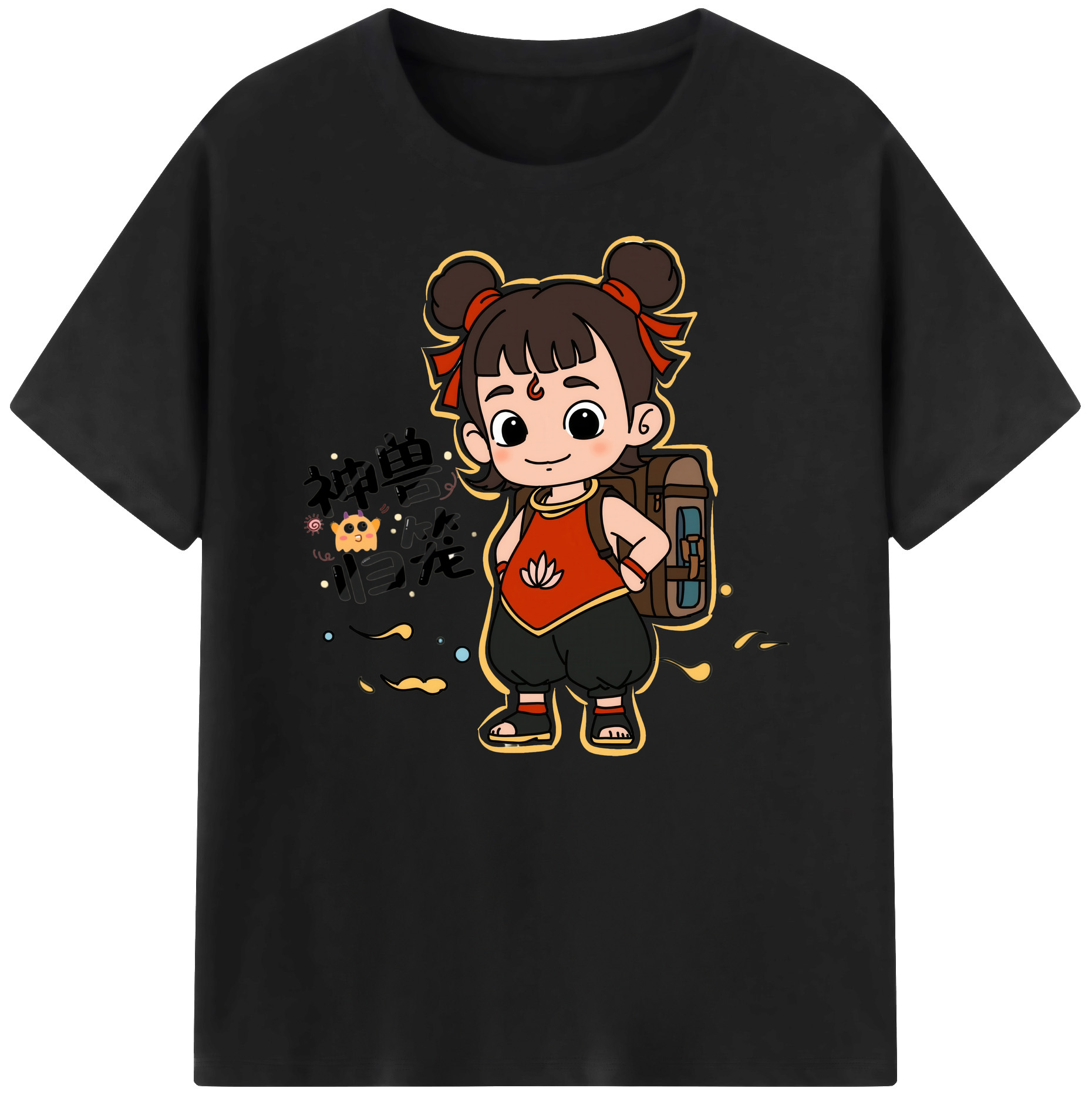 （画像用） Ne Zha 2 ナタ 魔童の大暴れ 綿100％ メンズ半袖Tシャツ｜肌触りやわらか＆通気性