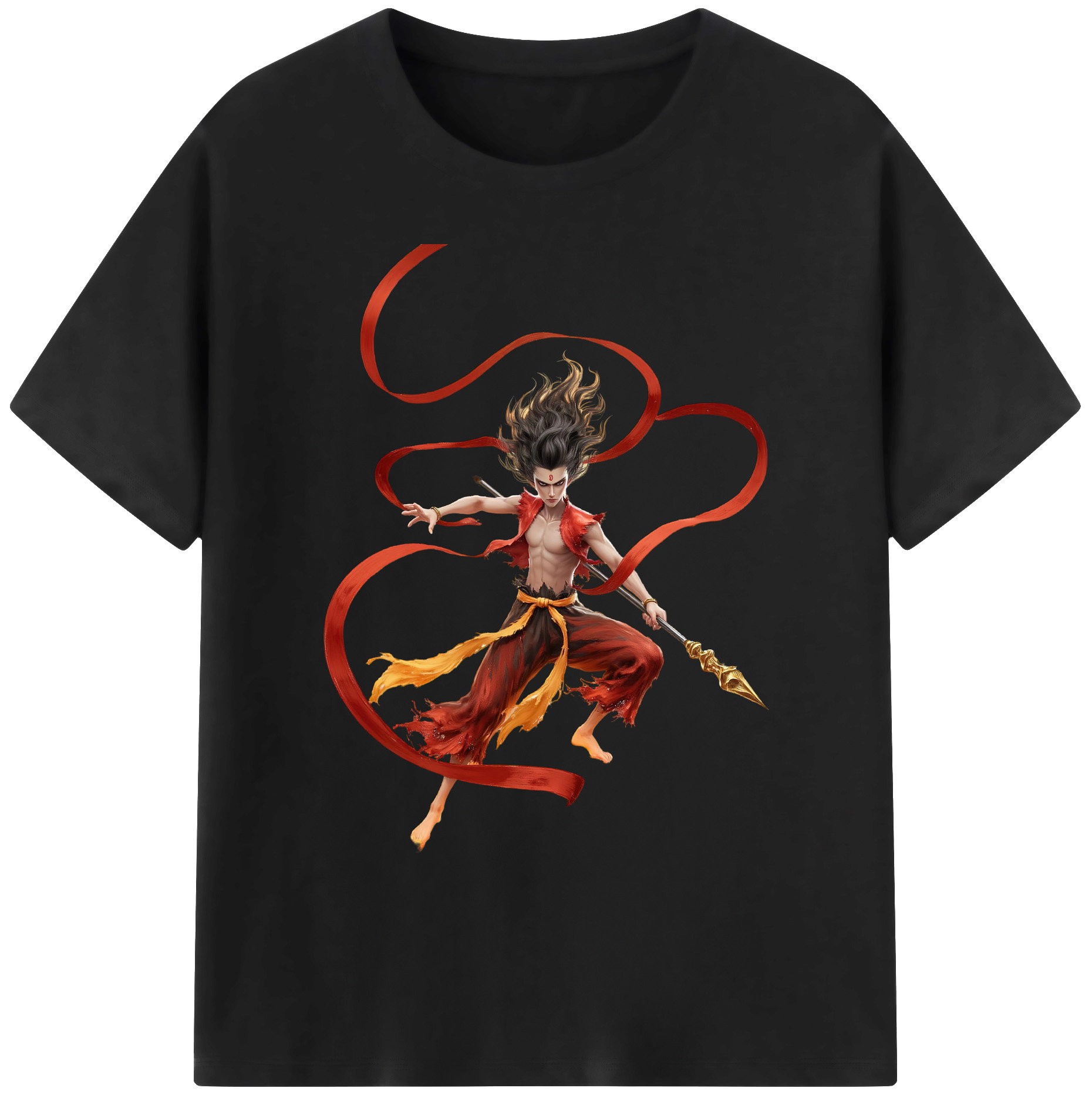 （画像用） Ne Zha 2 ナタ 魔童の大暴れ 綿100％ メンズ半袖Tシャツ｜肌触りやわらか＆通気性