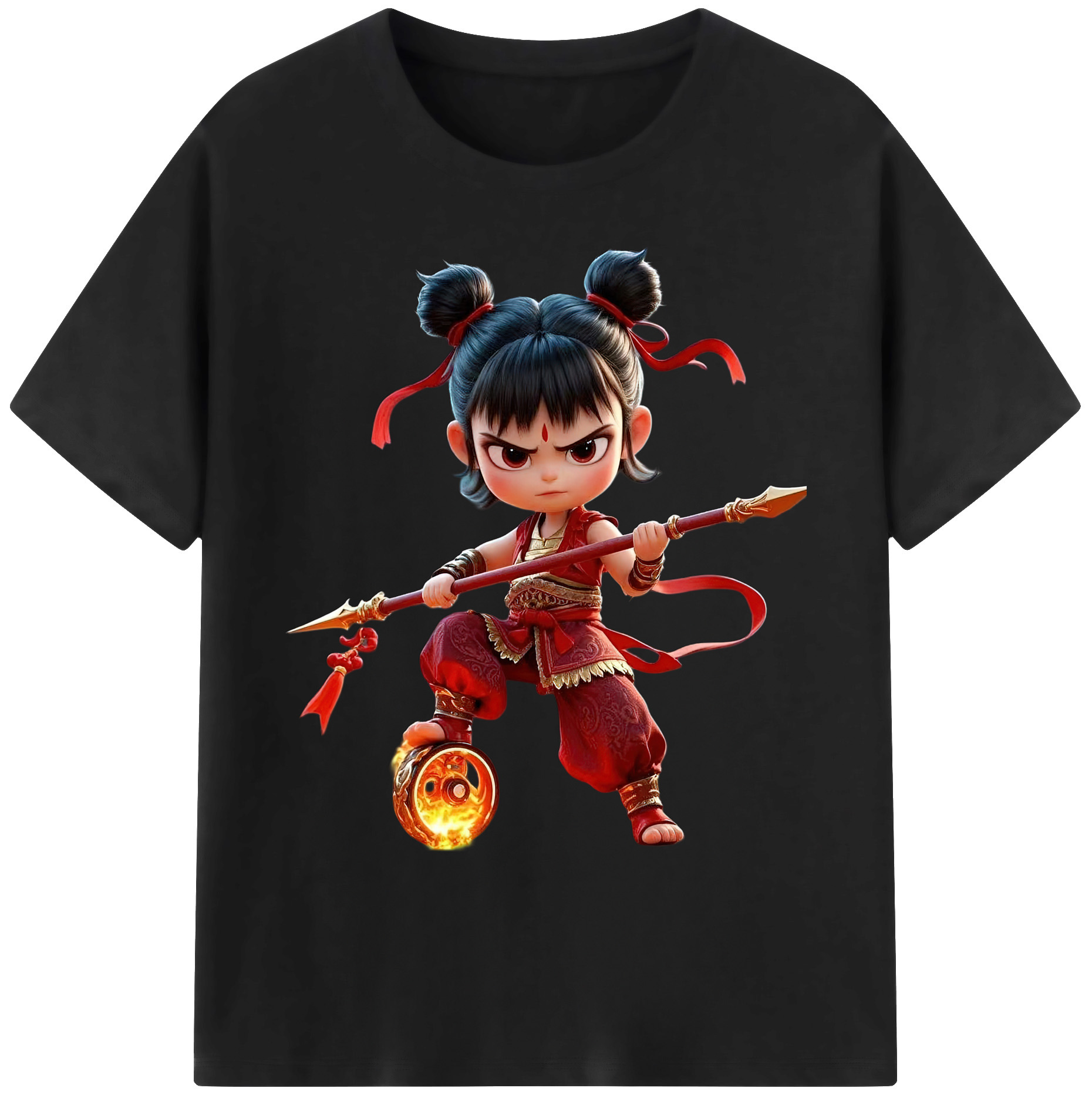 （画像用） Ne Zha 2 ナタ 魔童の大暴れ 綿100％ メンズ半袖Tシャツ｜肌触りやわらか＆通気性