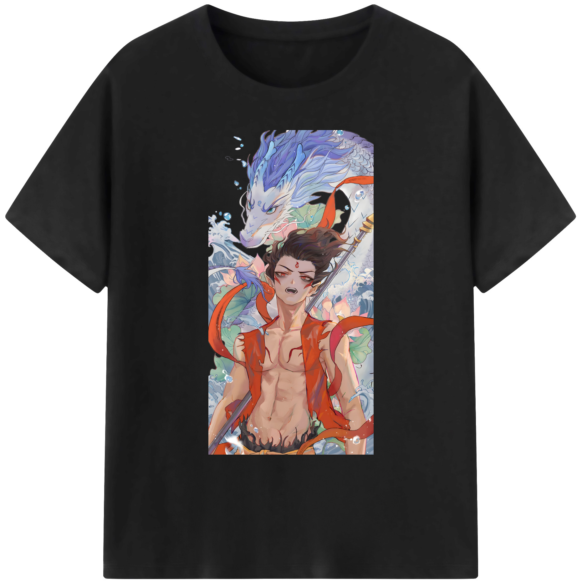 （画像用） Ne Zha 2 ナタ 魔童の大暴れ 綿100％ メンズ半袖Tシャツ｜肌触りやわらか＆通気性