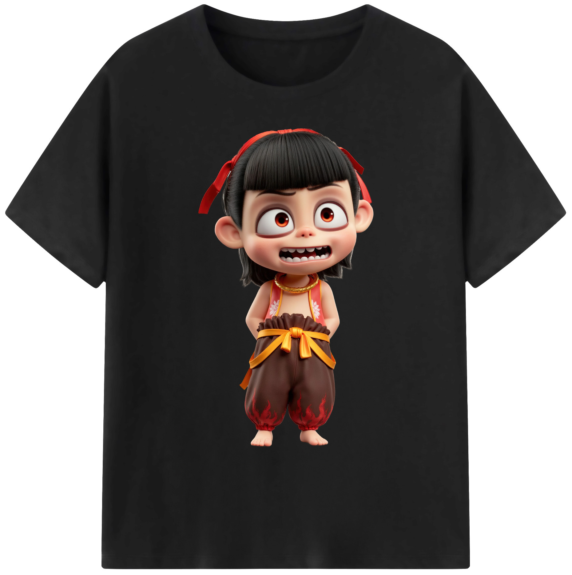 （画像用） Ne Zha 2 ナタ 魔童の大暴れ 綿100％ メンズ半袖Tシャツ｜肌触りやわらか＆通気性