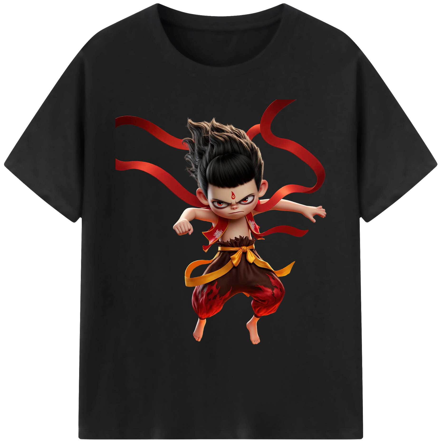 （画像用） Ne Zha 2 ナタ 魔童の大暴れ 綿100％ メンズ半袖Tシャツ｜肌触りやわらか＆通気性
