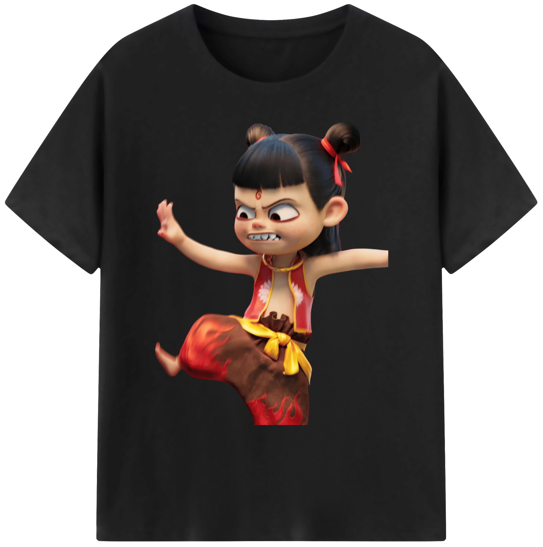 （画像用） Ne Zha 2 ナタ 魔童の大暴れ 綿100％ メンズ半袖Tシャツ｜肌触りやわらか＆通気性