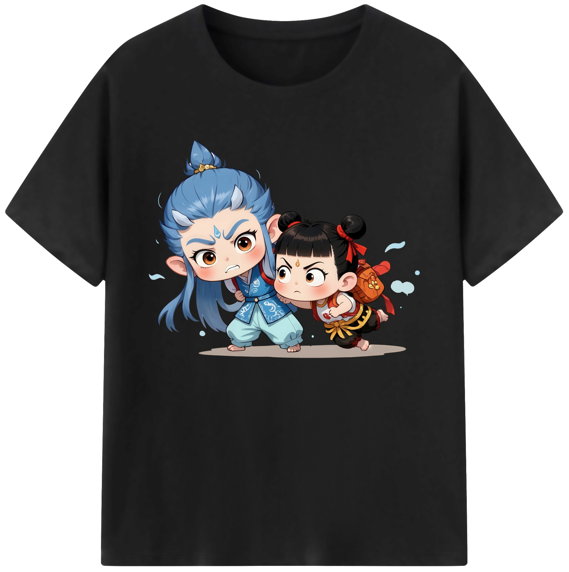（画像用） Ne Zha 2 ナタ 魔童の大暴れ 綿100％ メンズ半袖Tシャツ｜肌触りやわらか＆通気性